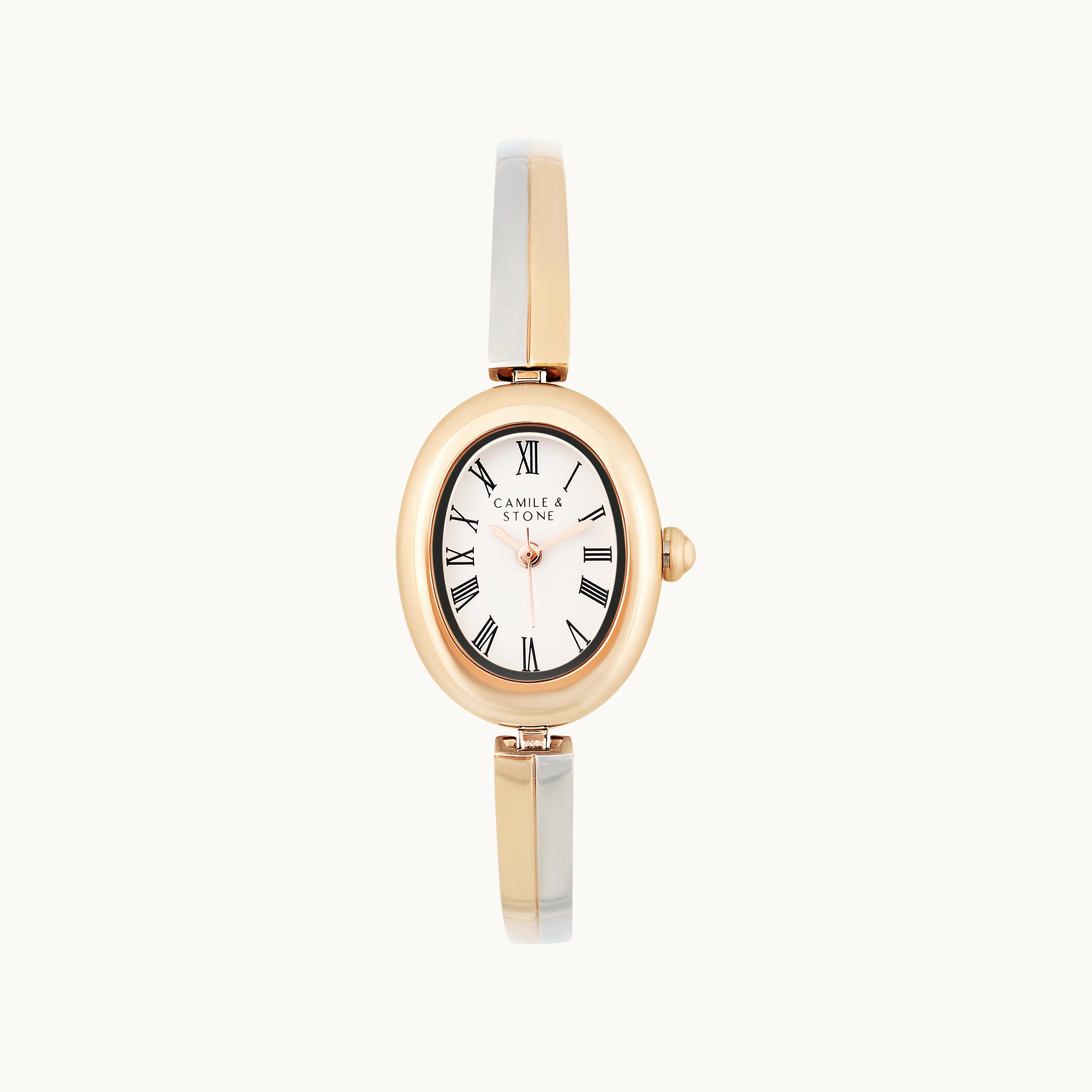 Audrey Two-Tone Oval Watch | Rose Gold