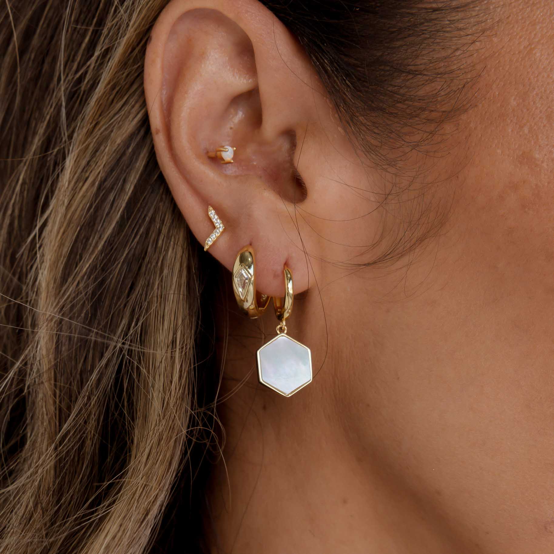 Dome Sapphire Huggie Earrings