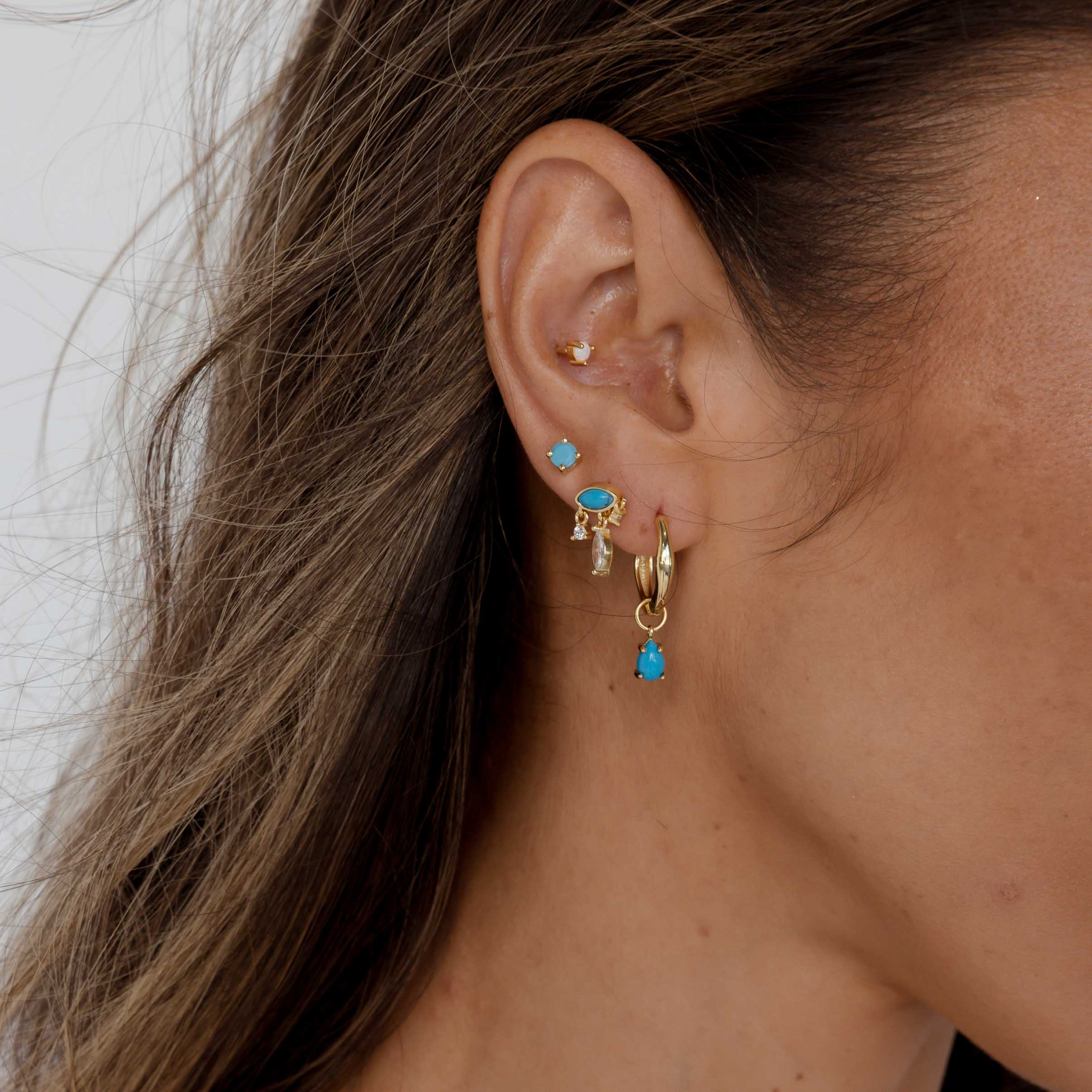 Teardrop Turquoise Huggie Earrings