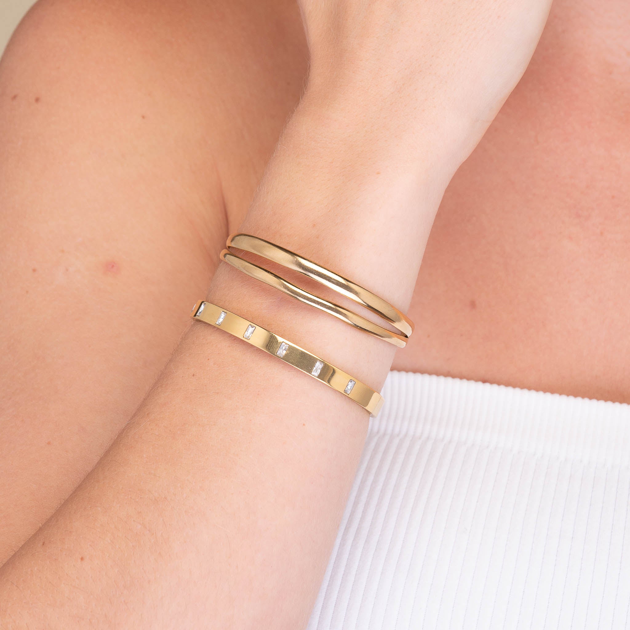 Baguette Hinged Bangle Bracelet