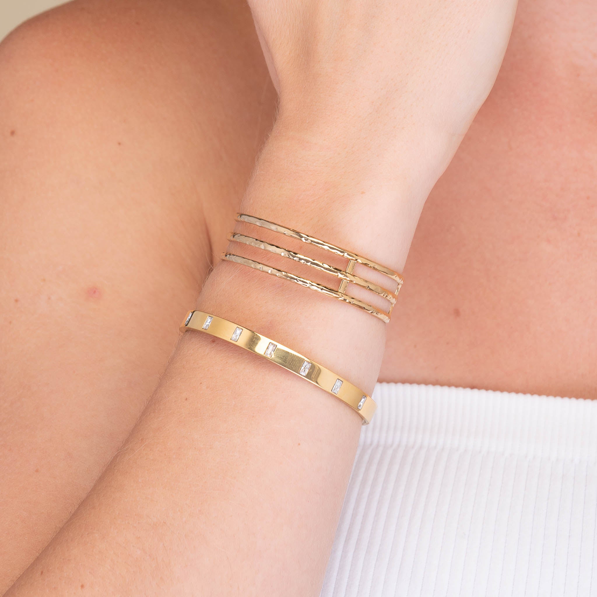 Baguette Hinged Bangle Bracelet