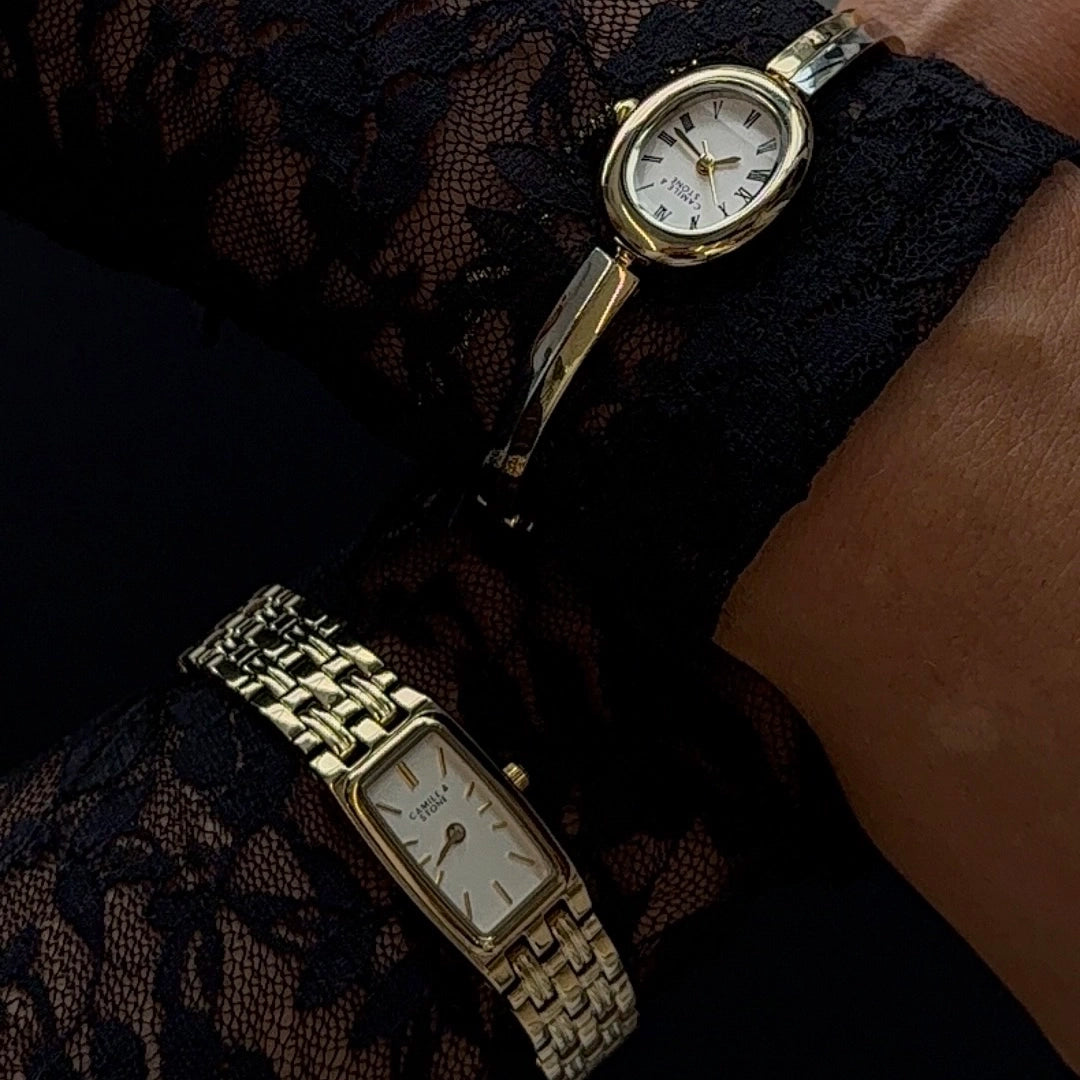 Audrey Two-Tone Oval Watch | Gold