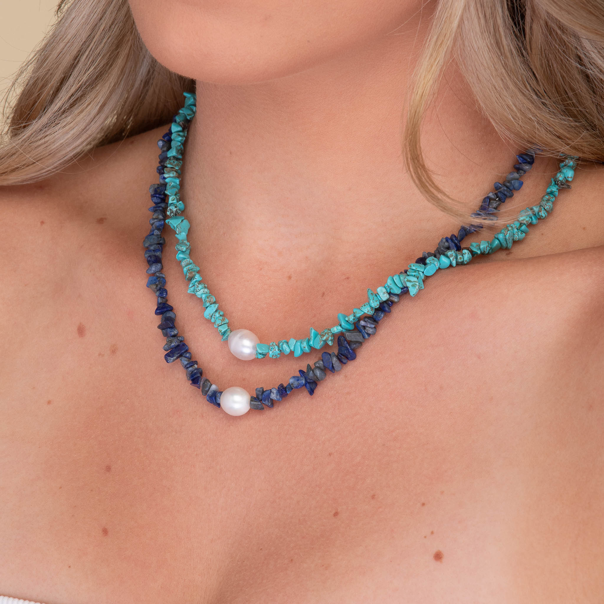 Lapis Stone Pearl Necklace