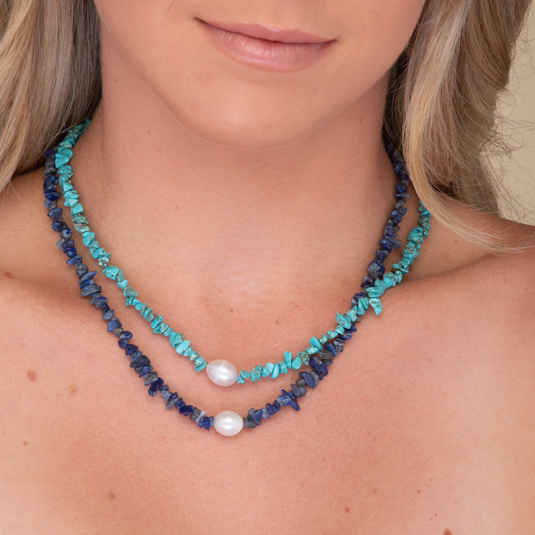 Lapis Stone Pearl Necklace