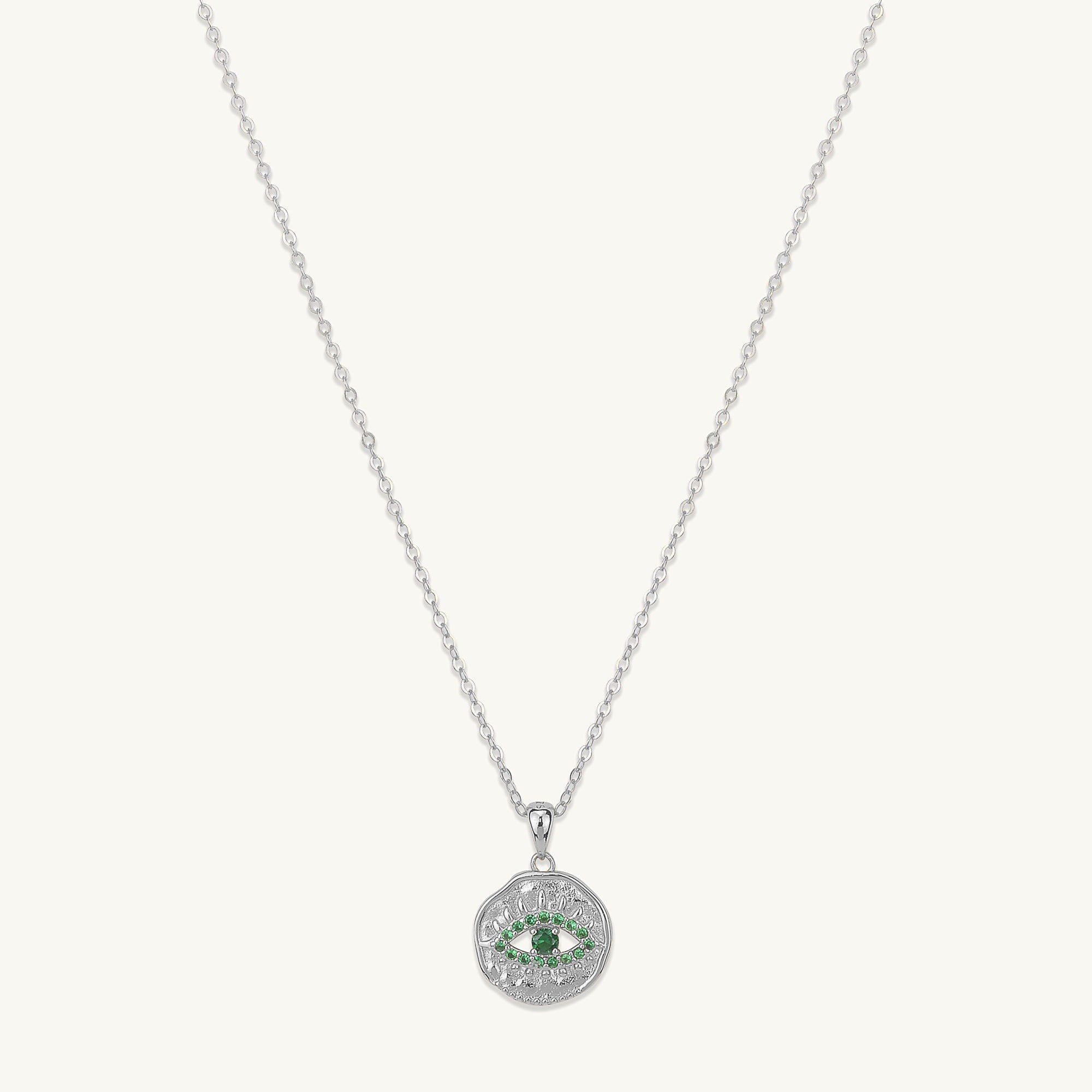 Emerald Evil Eye Pendant Necklace
