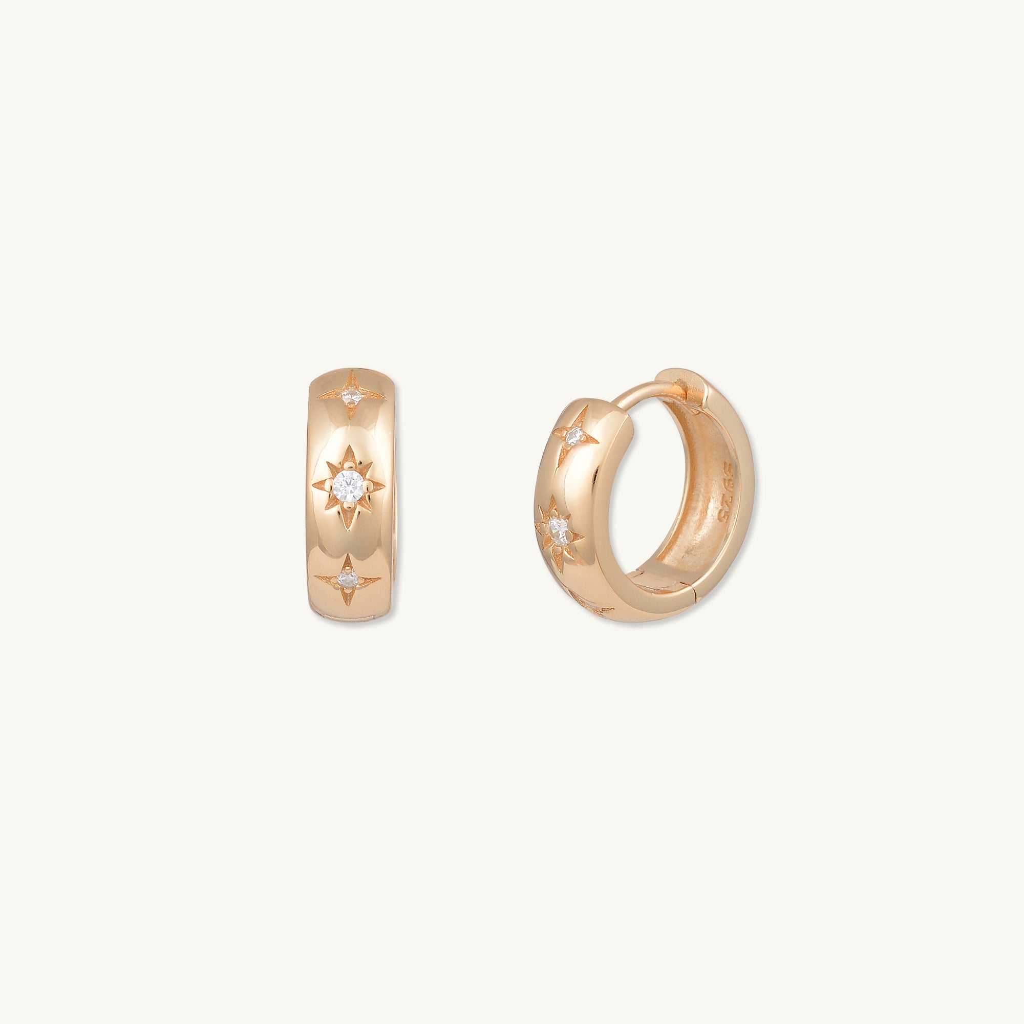 North Star Thick Huggie Earrings