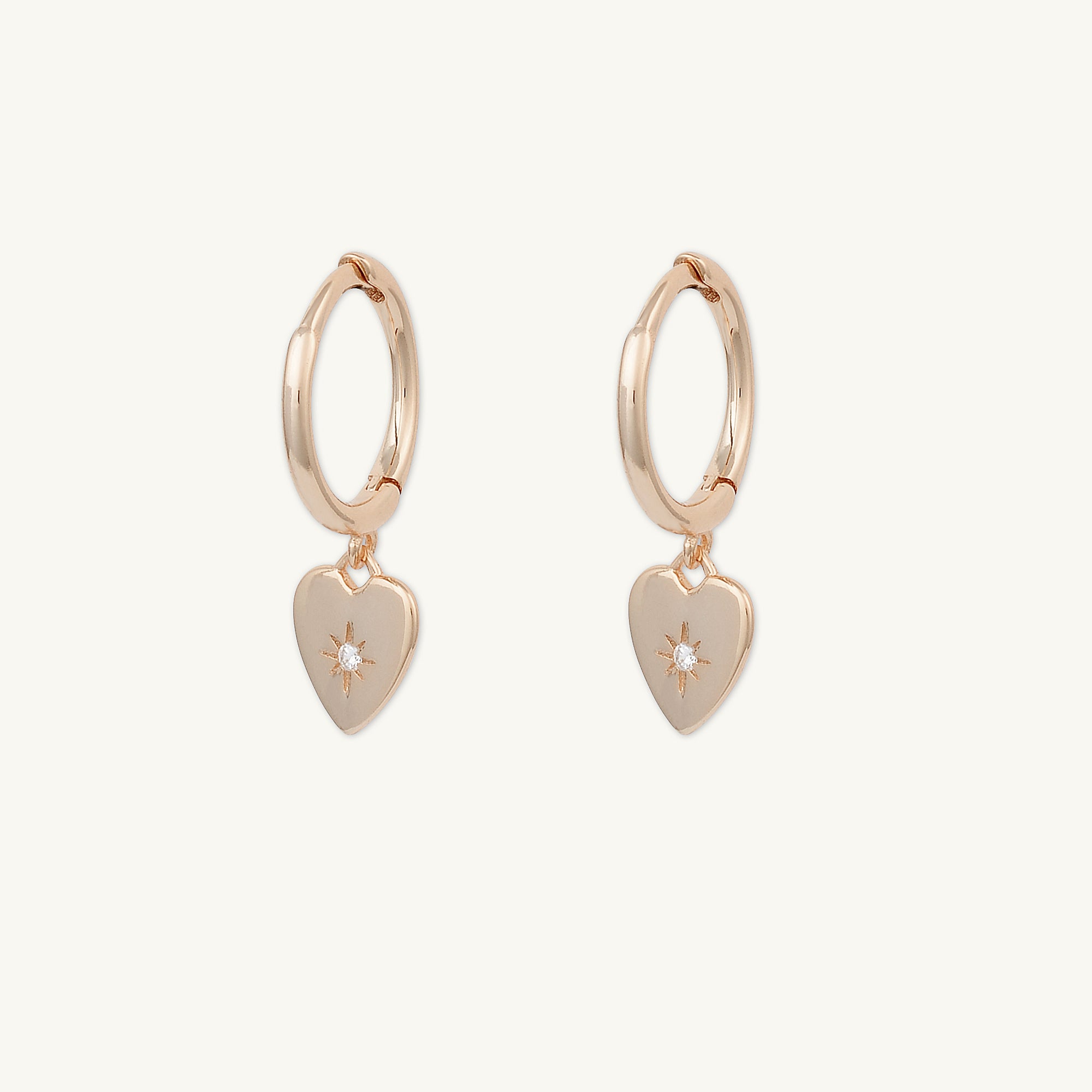 North Star Heart Huggie Hoop Earrings