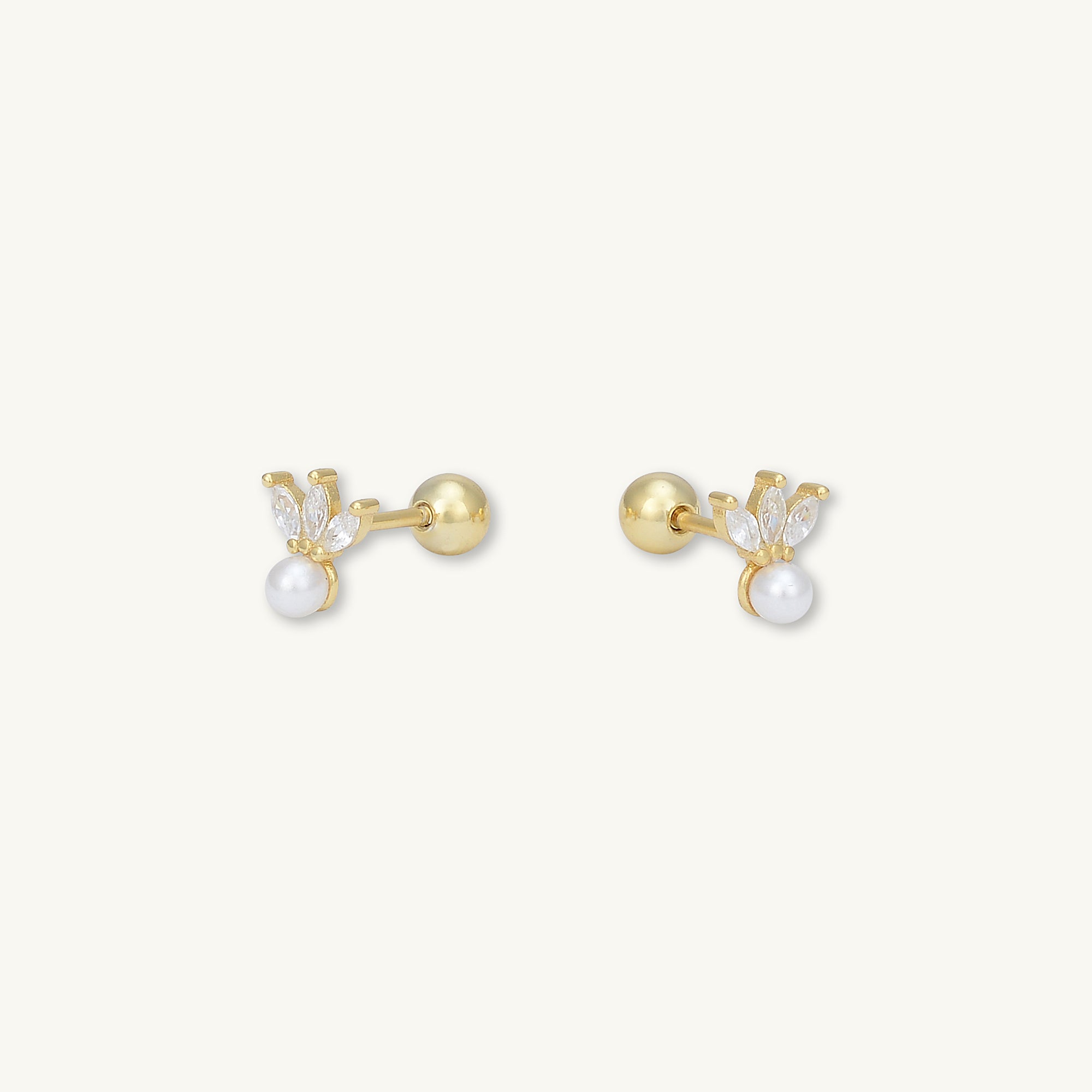 Lotus Pearl Sapphire Barbell Stud Cartilage Earrings