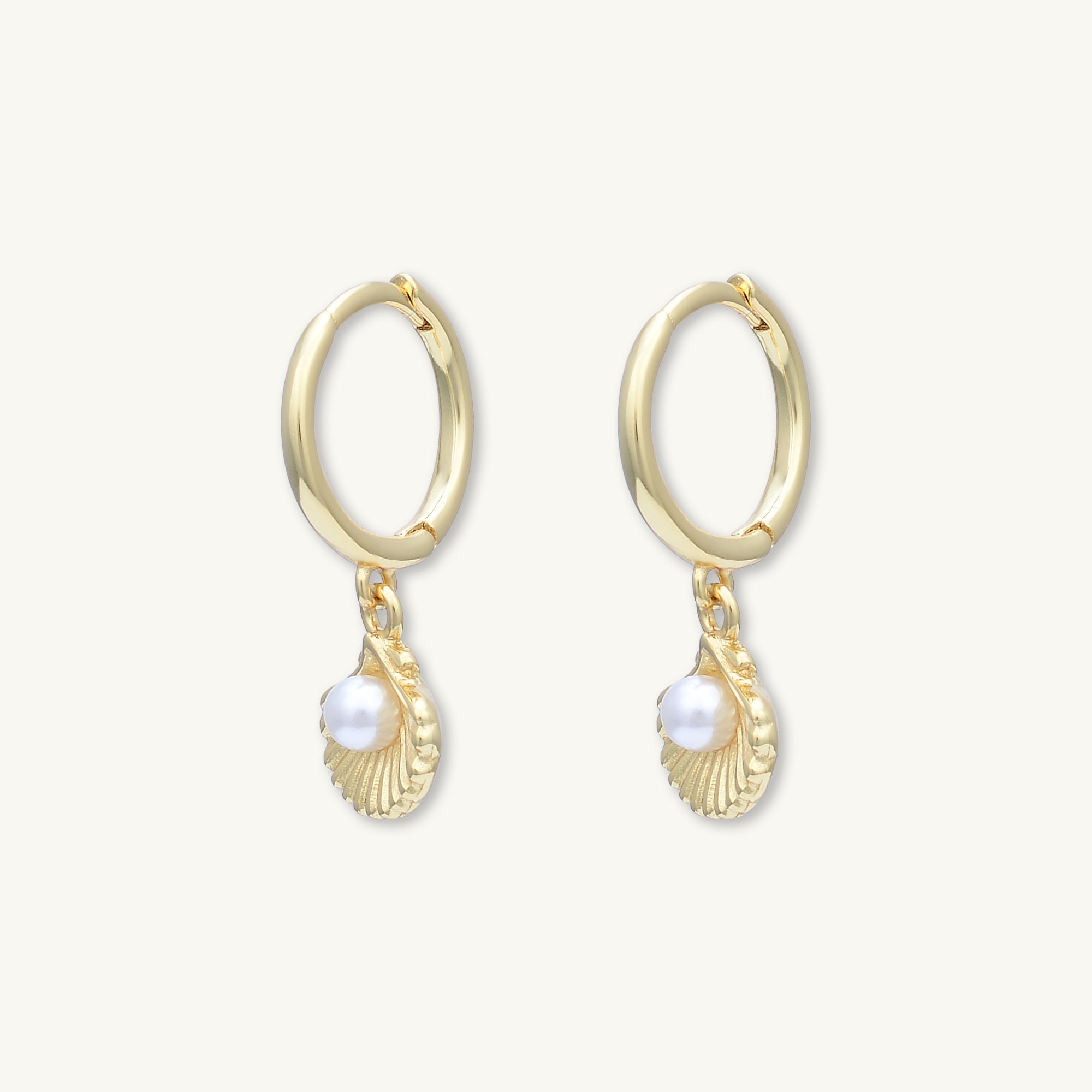 Pearl Shell Huggie Earrings