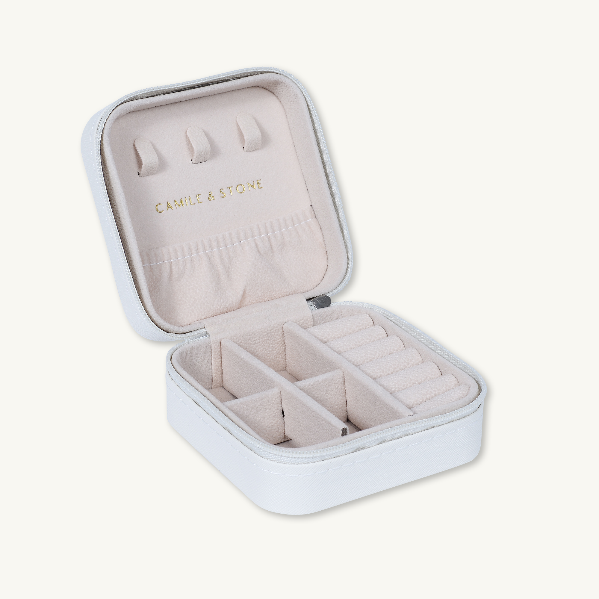 White Leather Jewellery Travel Case Box