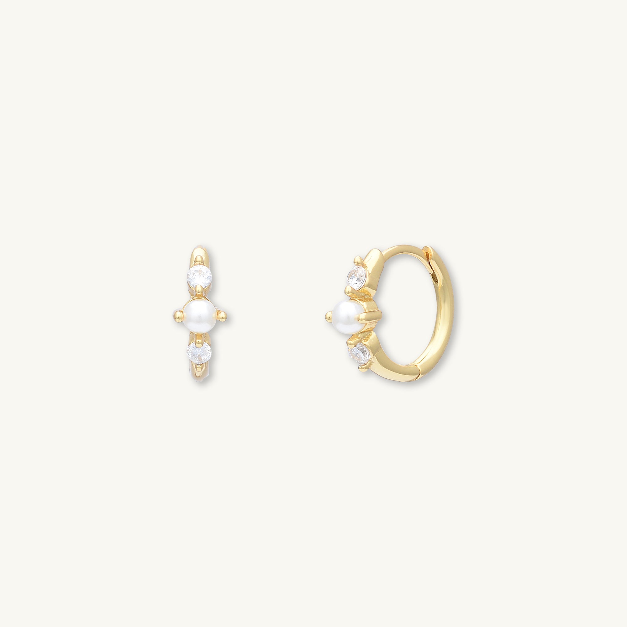 Pearl Sapphire Huggie Earrings