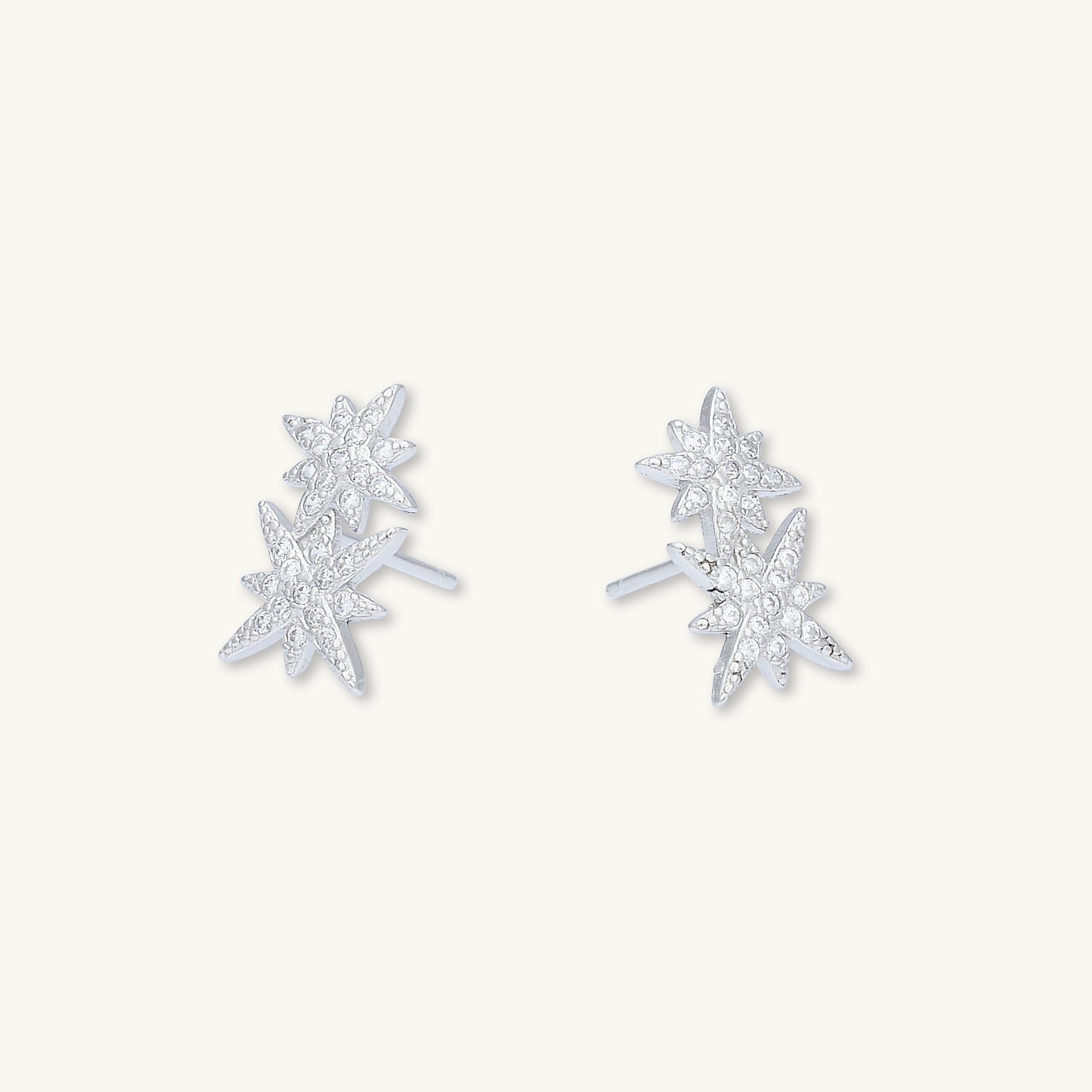 Double North Star Sapphire Stud Earrings