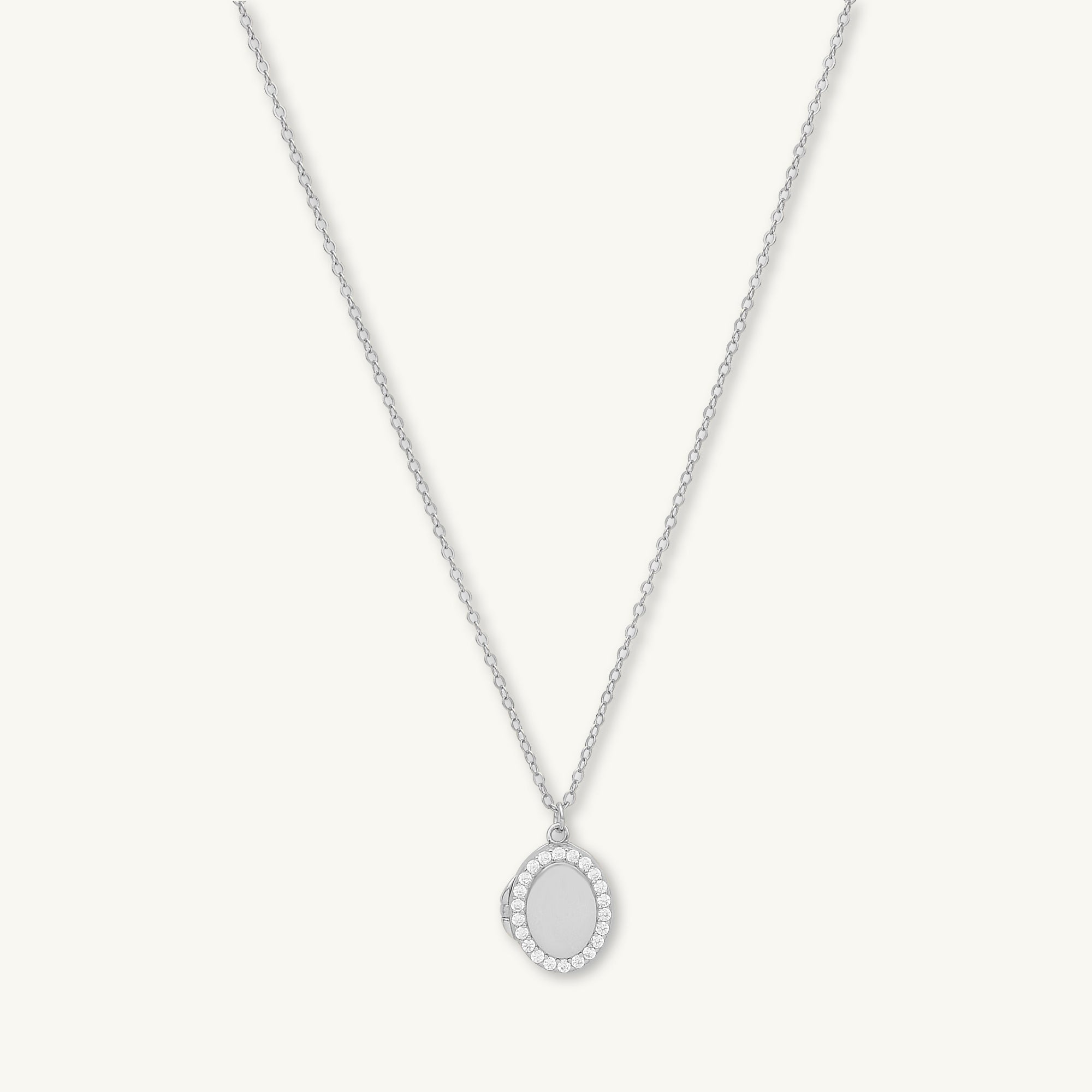 Oval Sapphire Photo Locket Necklace
