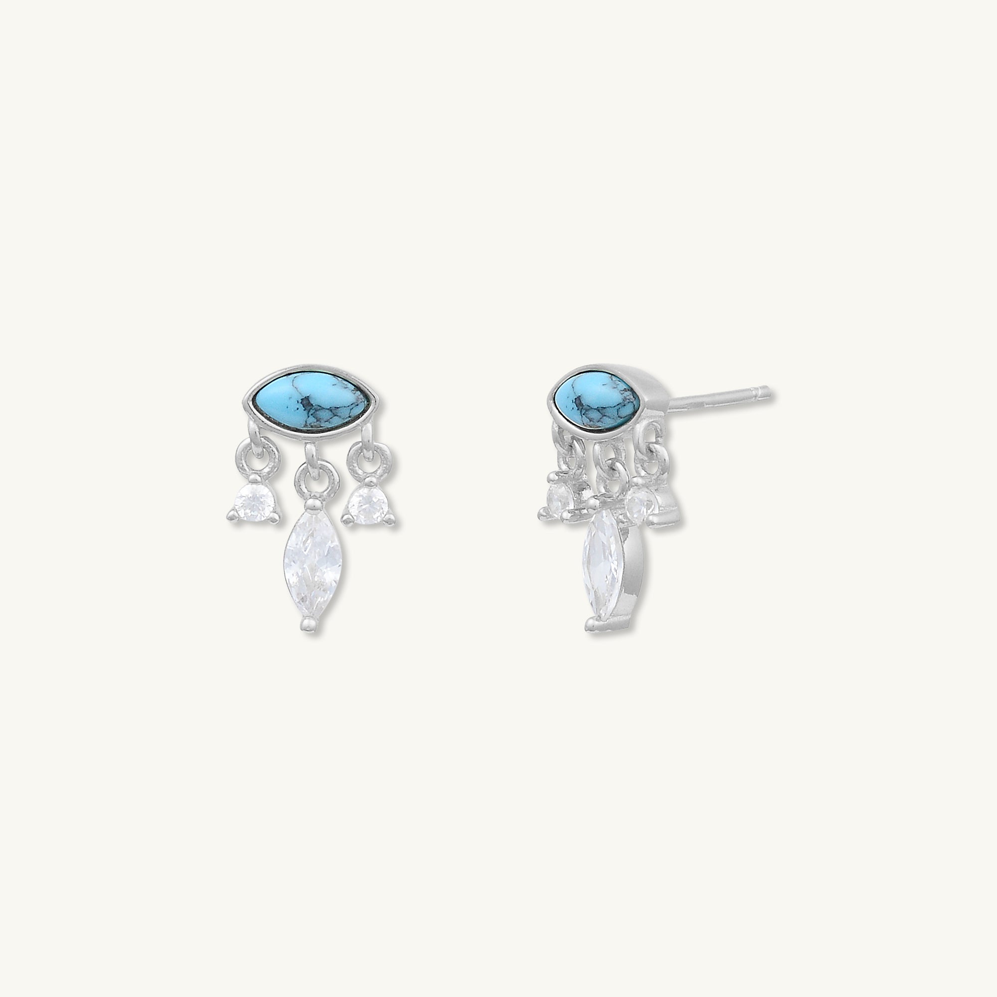 Evil Eye Turquoise Stud Earrings