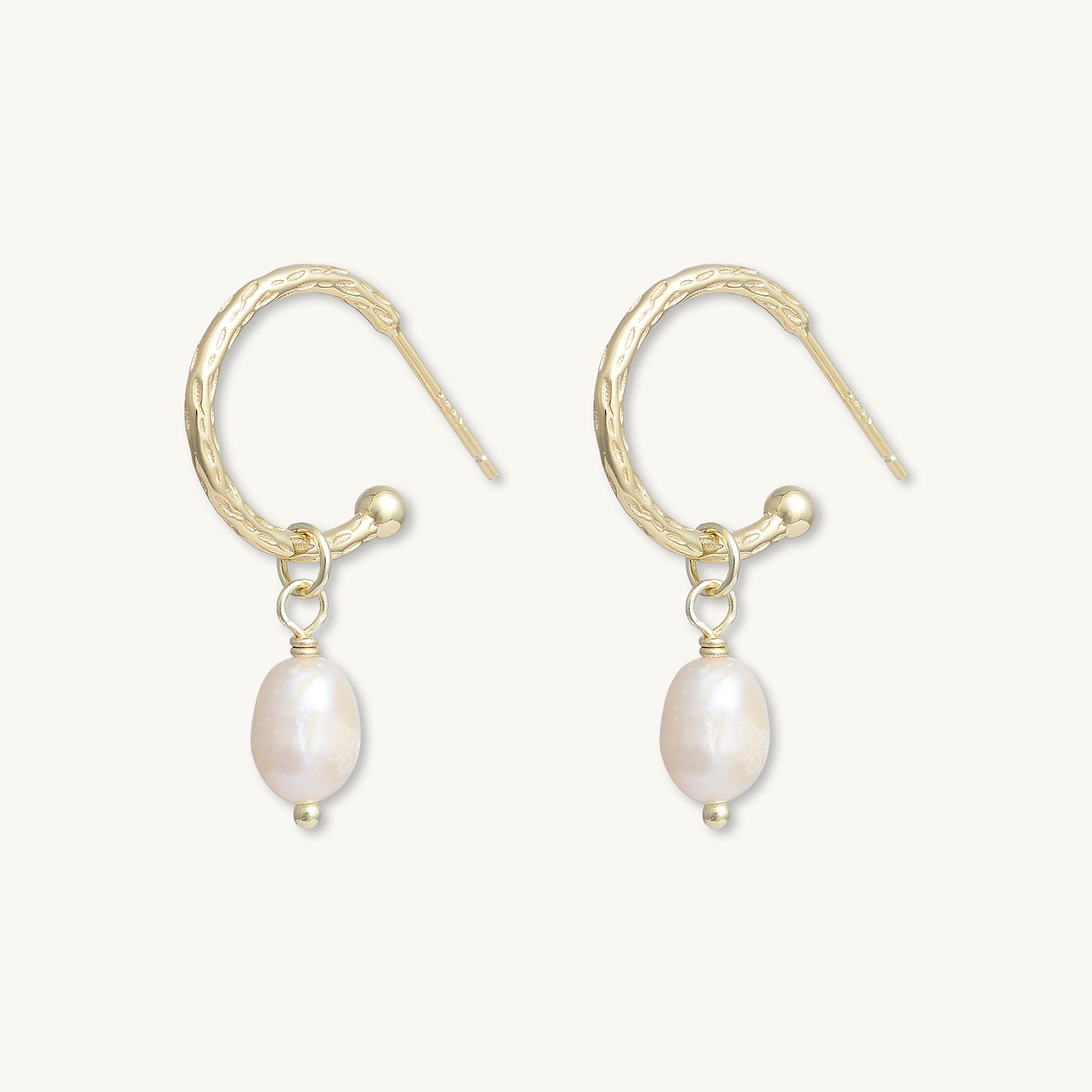 Pearl Dangle Molten Huggie Earrings