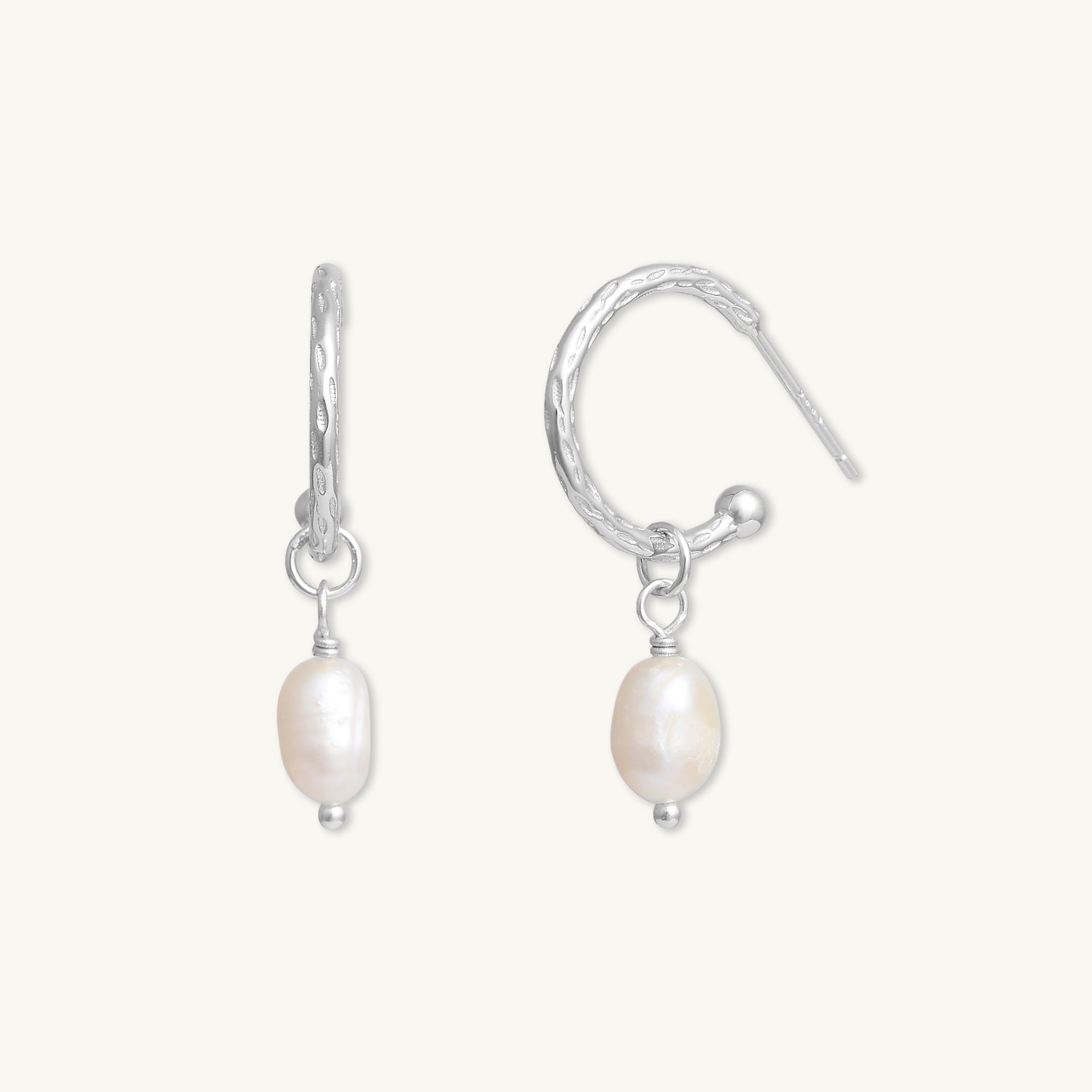 Pearl Dangle Molten Huggie Earrings