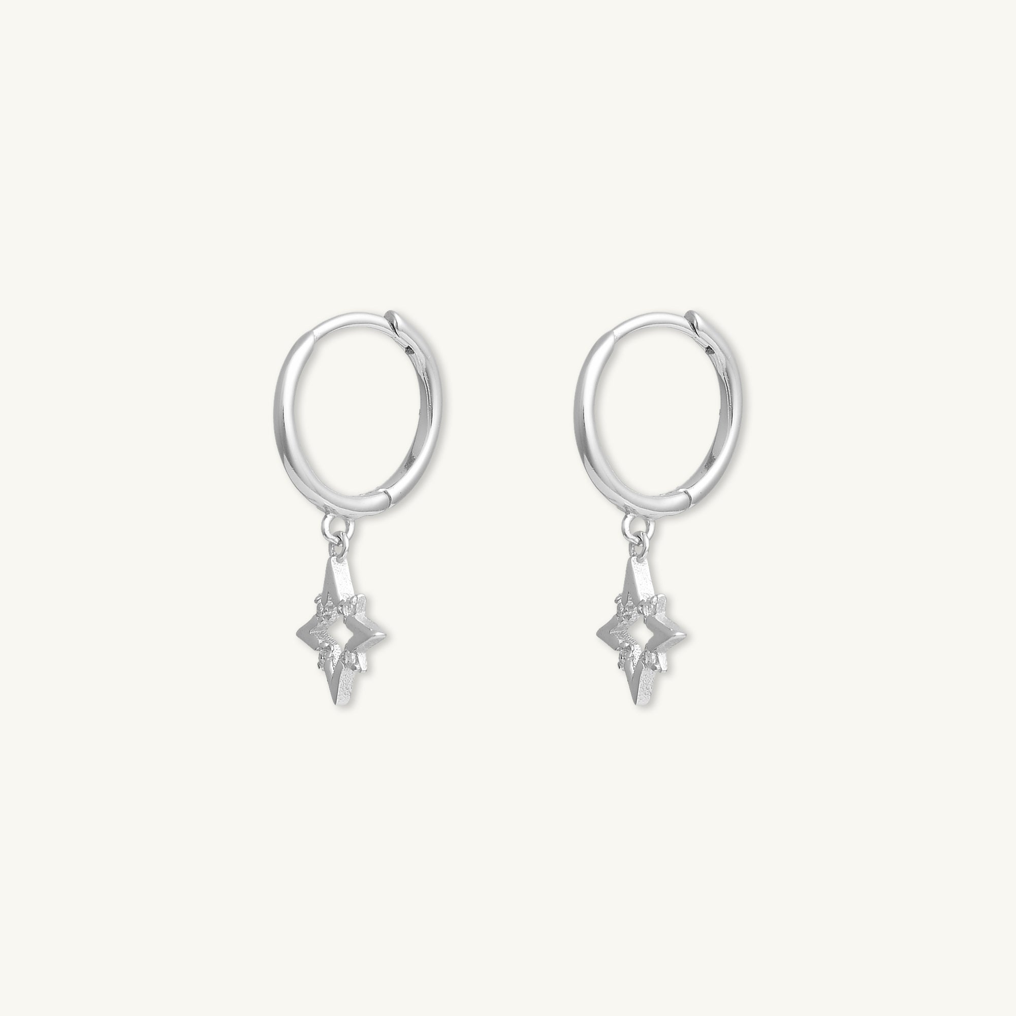 Star Zirconia Dangle Huggie Earrings