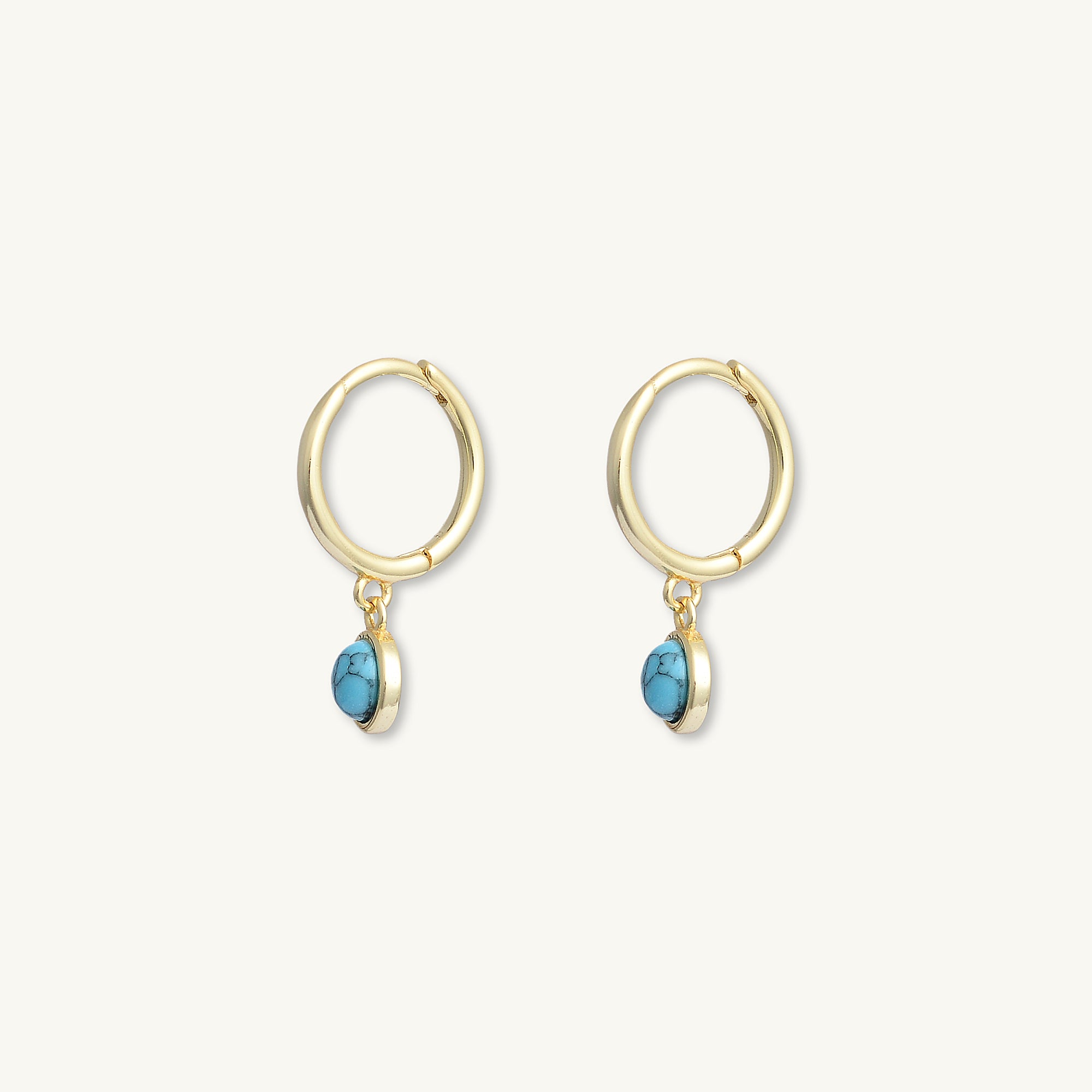 Turquoise Circle Dangle Huggie Earrings