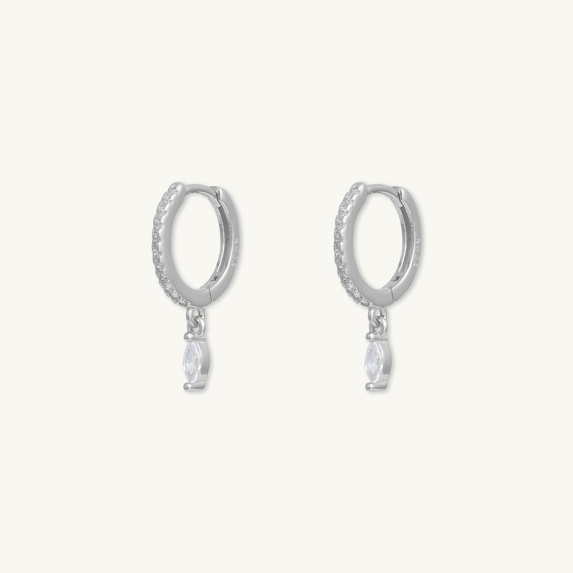 Marquise Dangle Zirconia Huggie Earrings