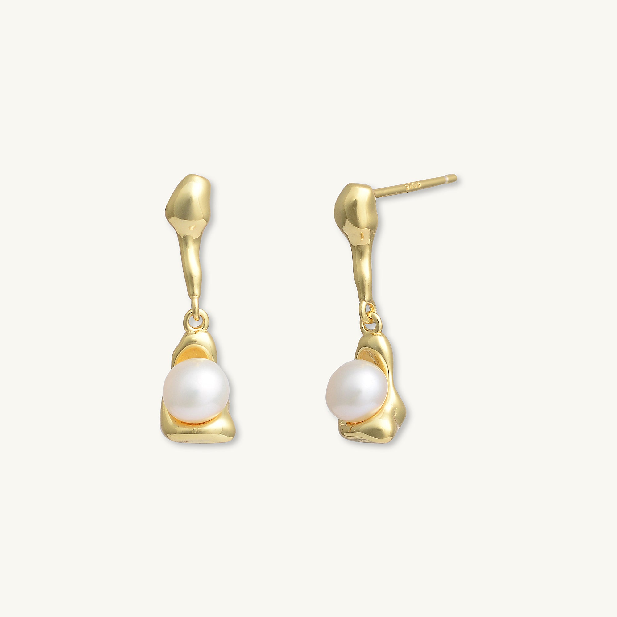 Molten Pearl Dangle Stud Earrings