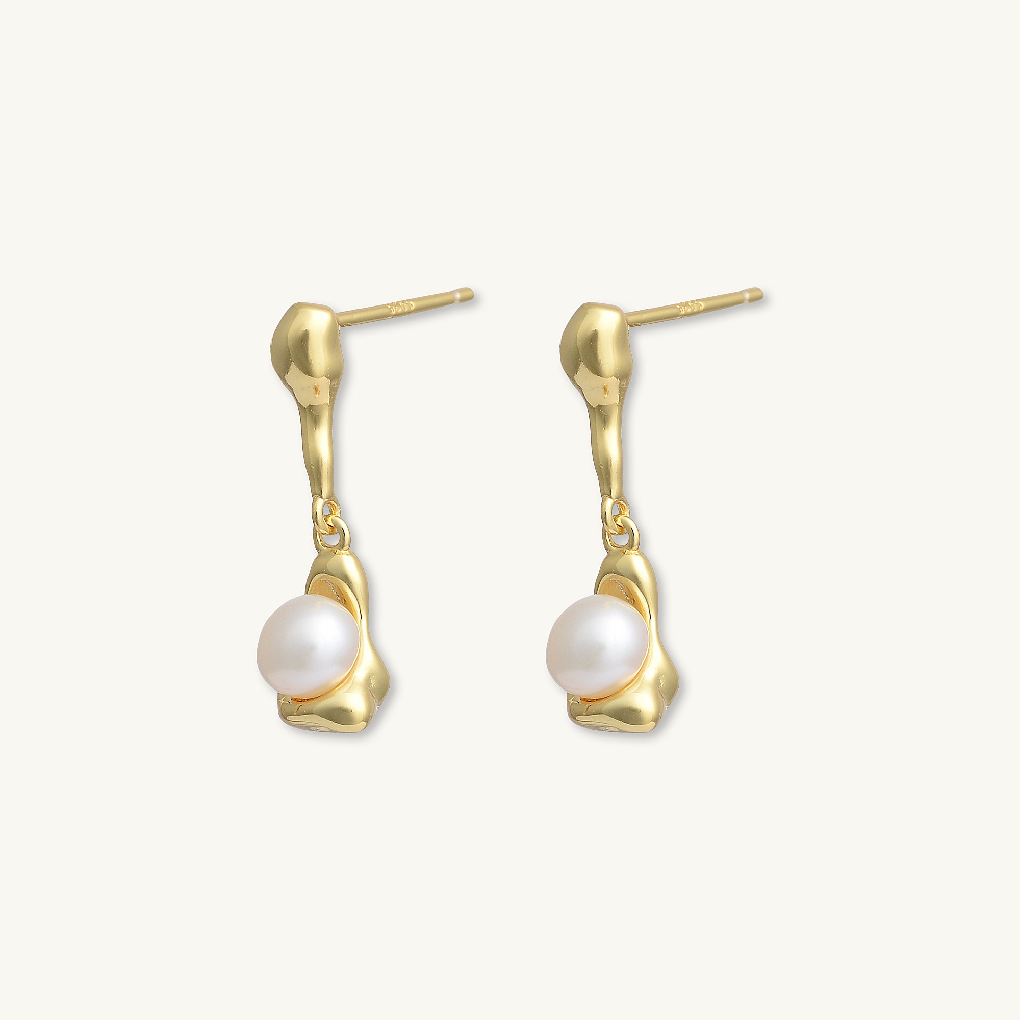 Molten Pearl Dangle Stud Earrings
