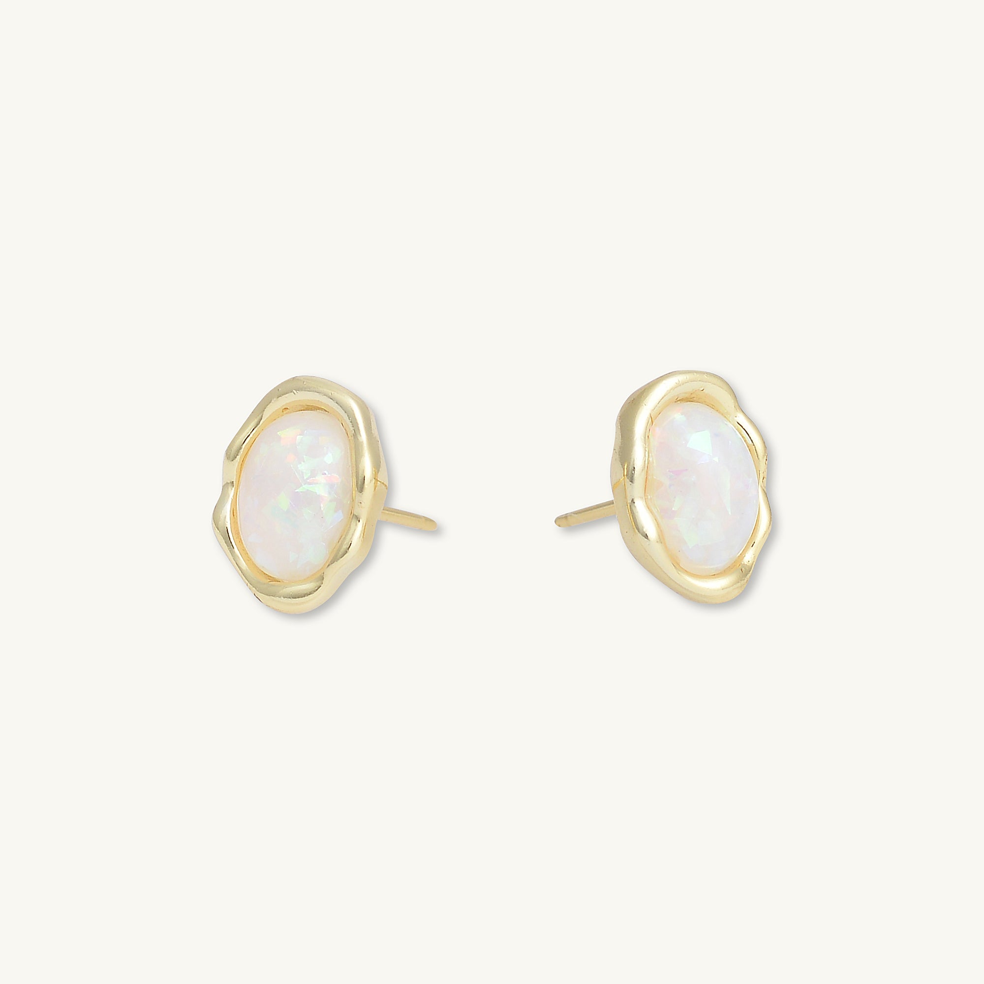 Vintage Oval Opal Stud Earrings