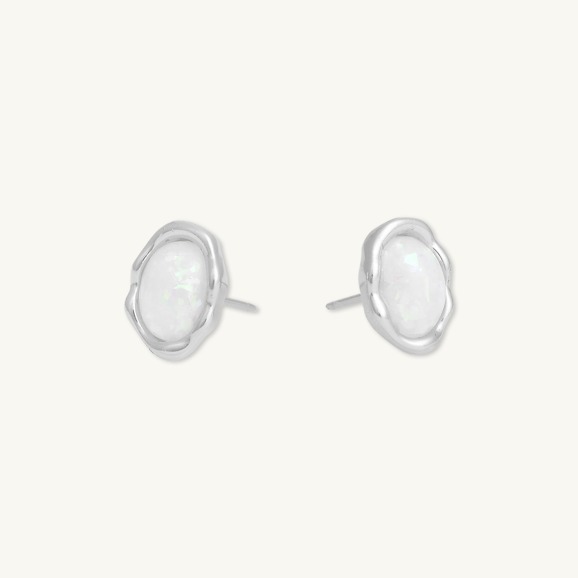 Vintage Oval Opal Stud Earrings