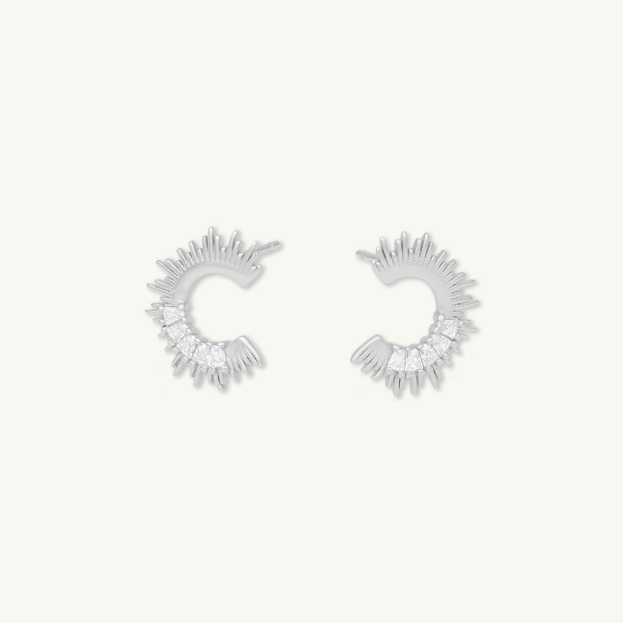 Crescent Moon Zirconia C Stud Earrings