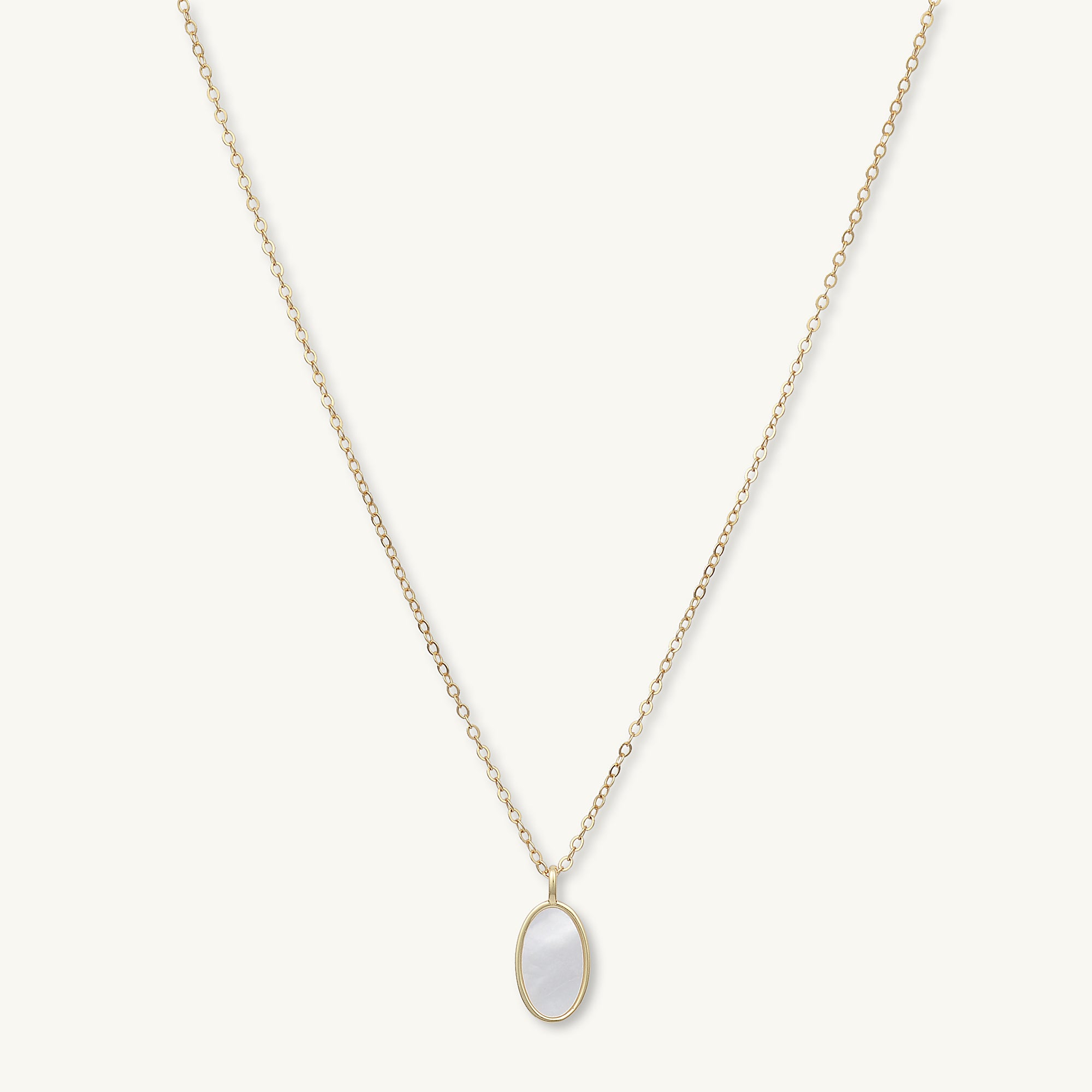 Mother Of Pearl Oval Medallion Necklace