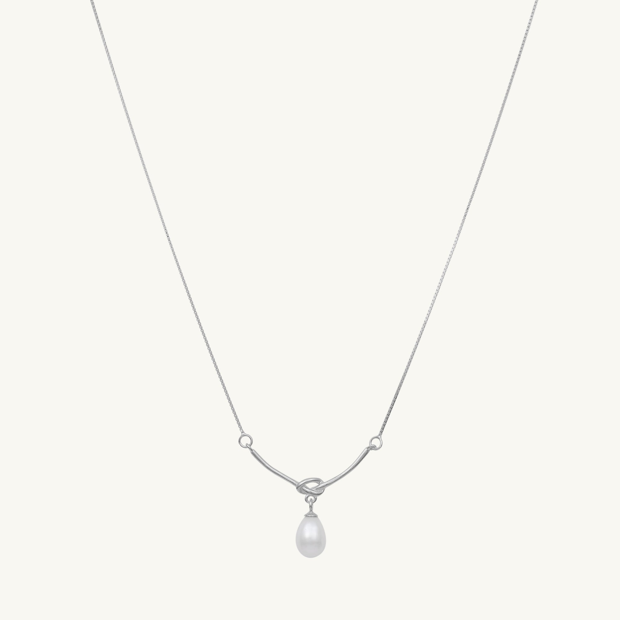 Love Knot Freshwater Pearl Drop Necklace