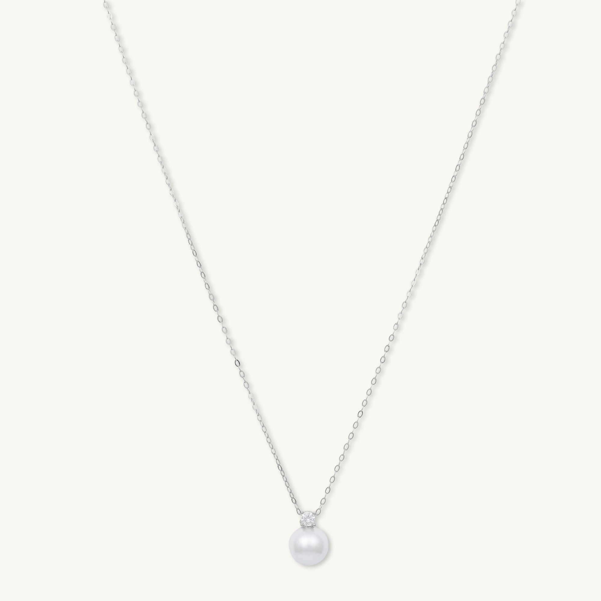 Pearl Solitaire Moissanite Necklace