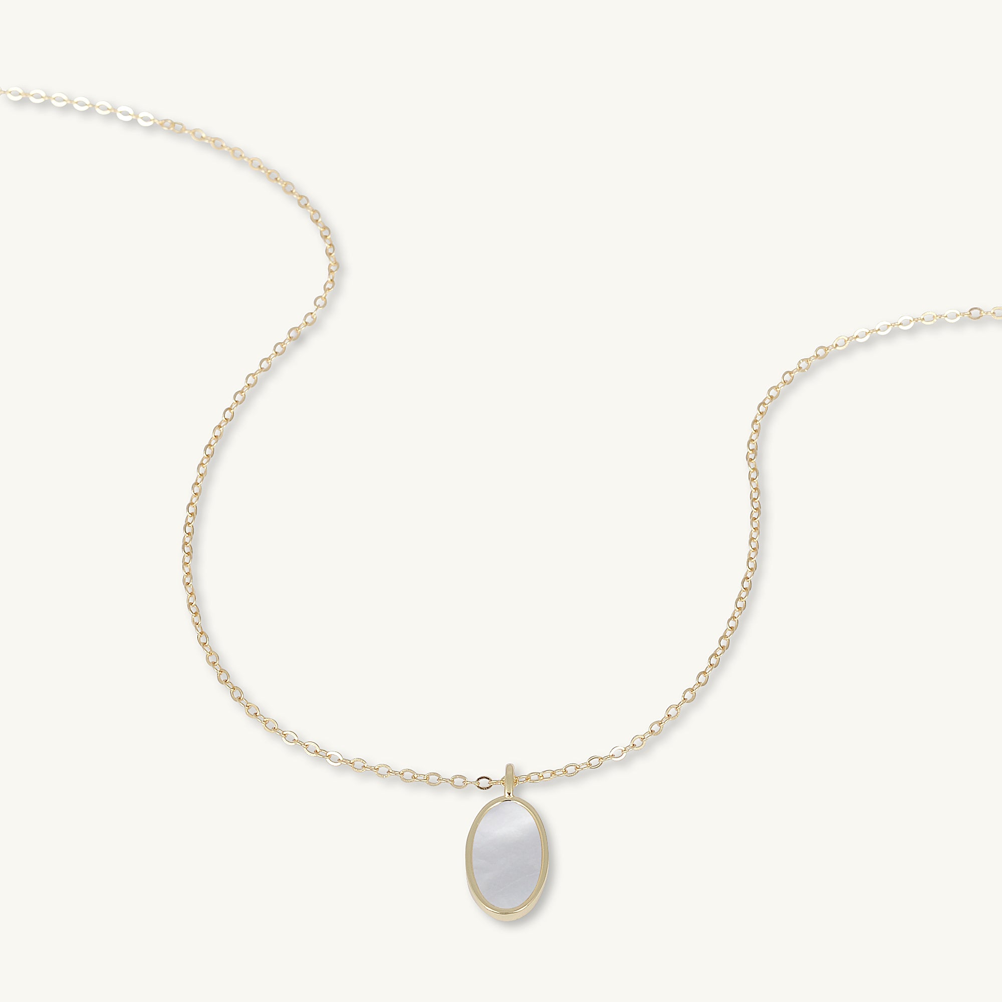 Mother Of Pearl Oval Medallion Necklace