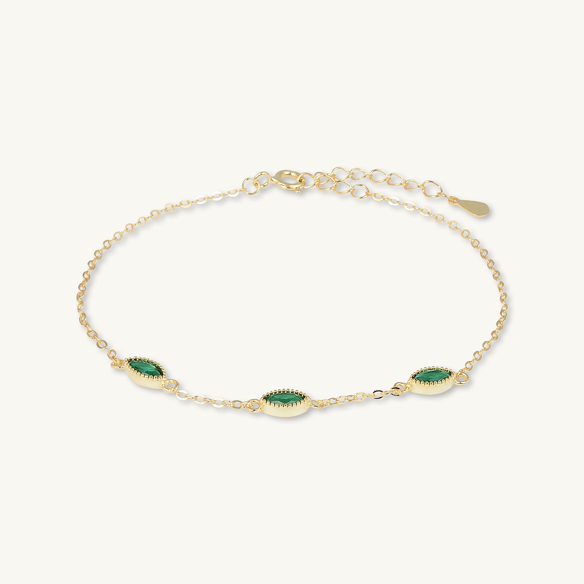 Trio Emerald Evil Eve Marquise Chain Bracelet