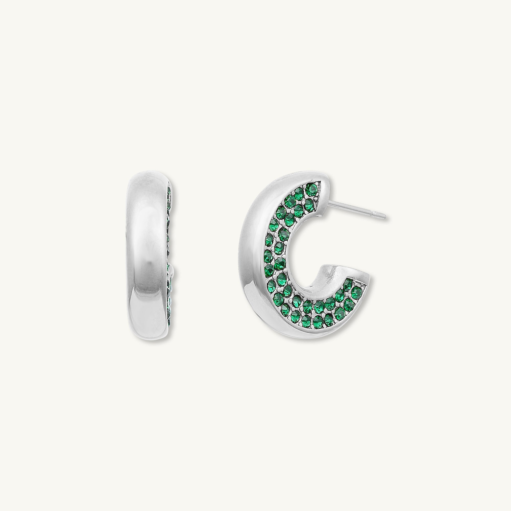 Luna Emerald Zirconia Huggie Earrings