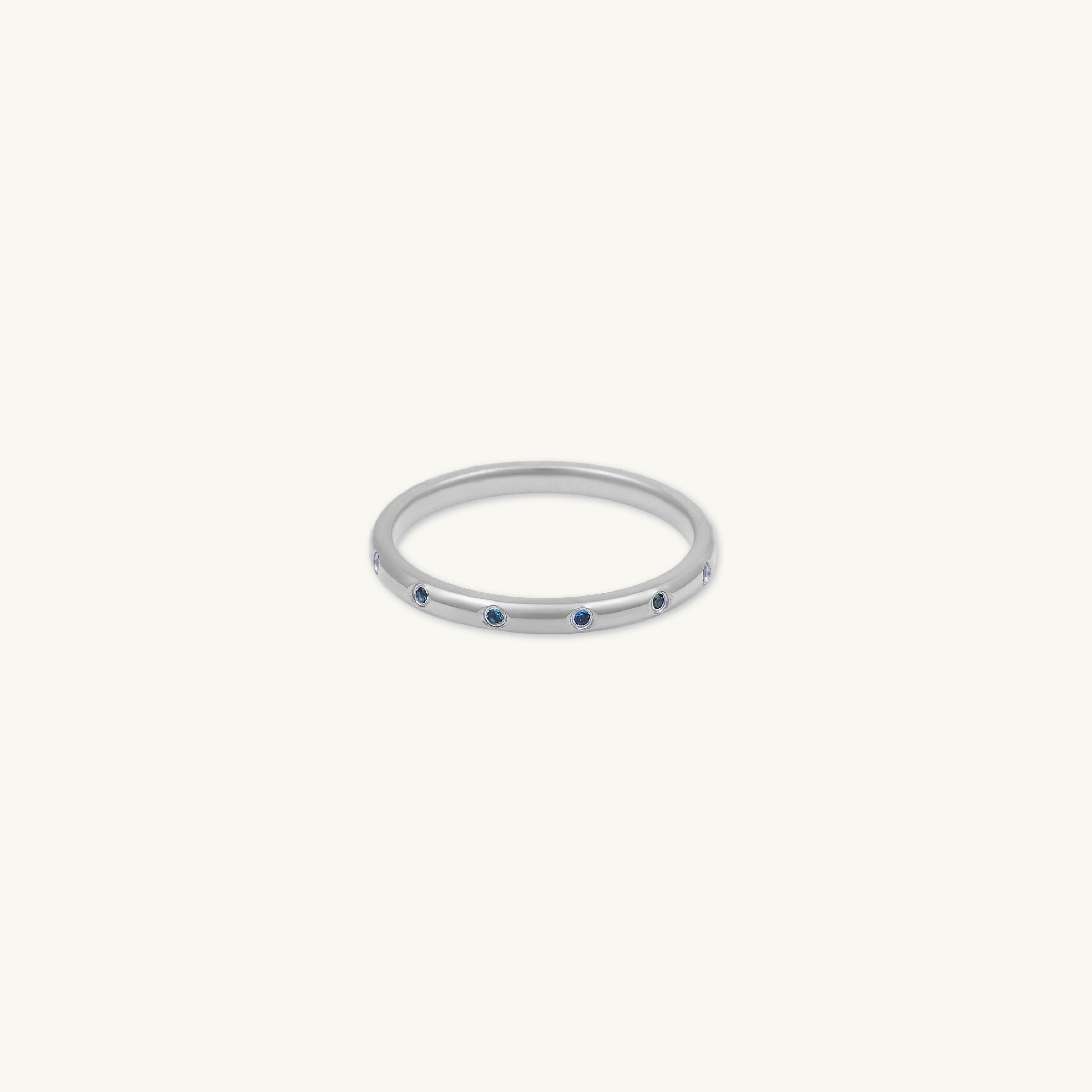 Blue Sapphire Station Stacking Band Ring