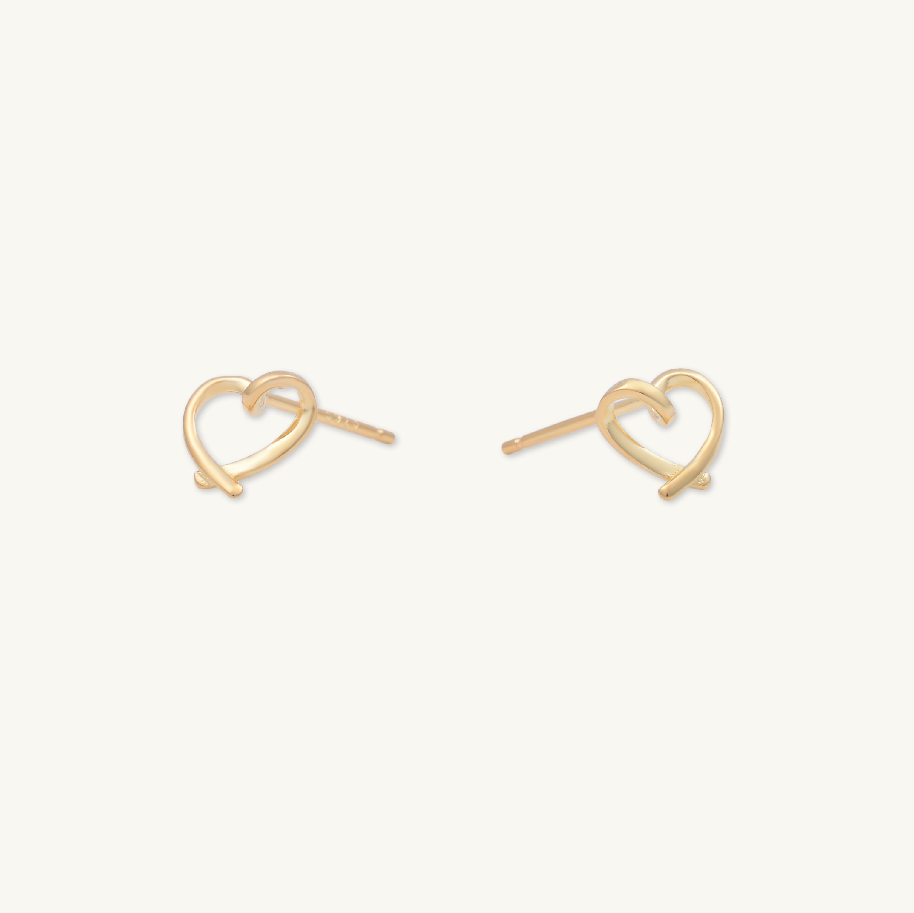 Love Heart Ribbon Stud Earrings