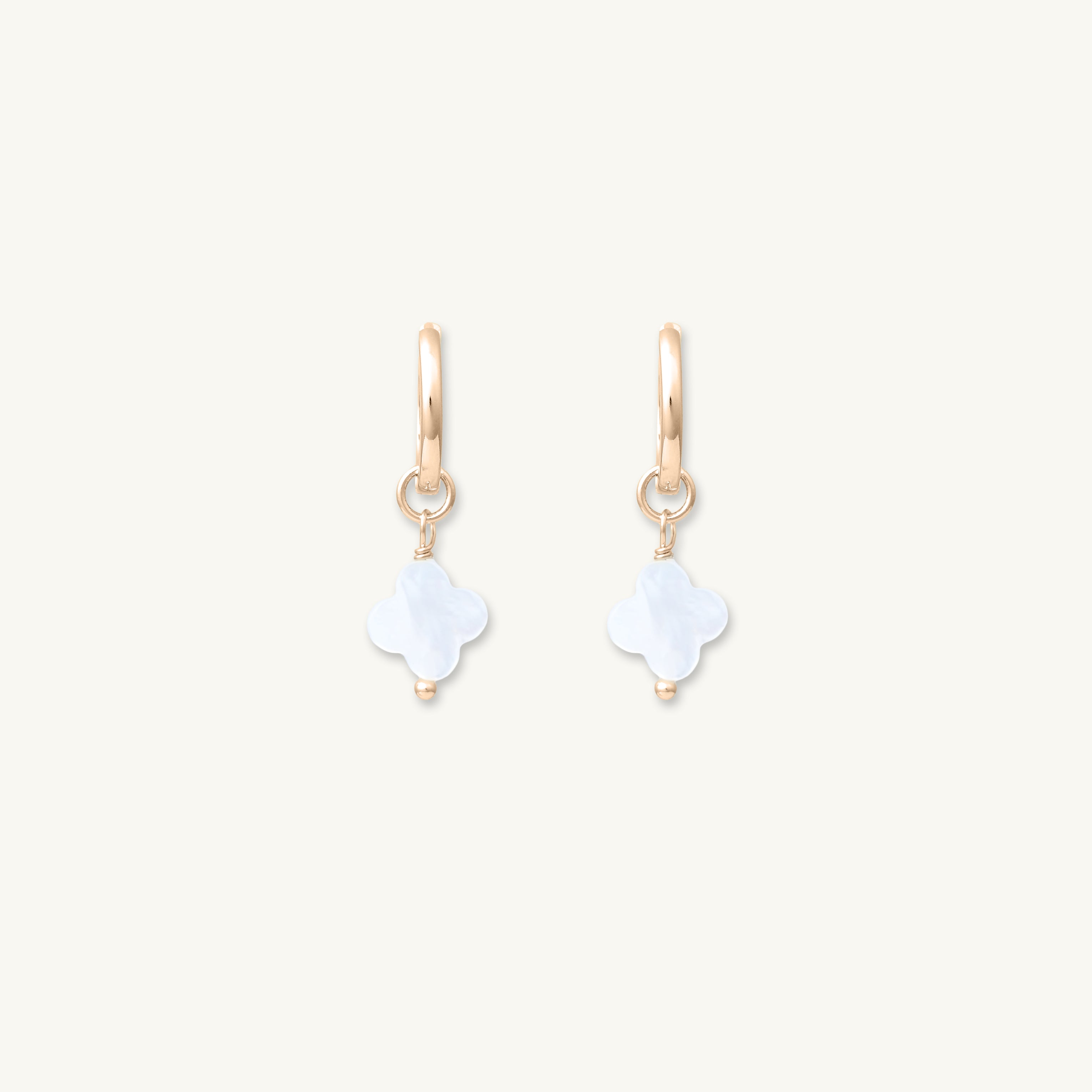 Clover Mother Of Pearl Drop Hoop Earrings