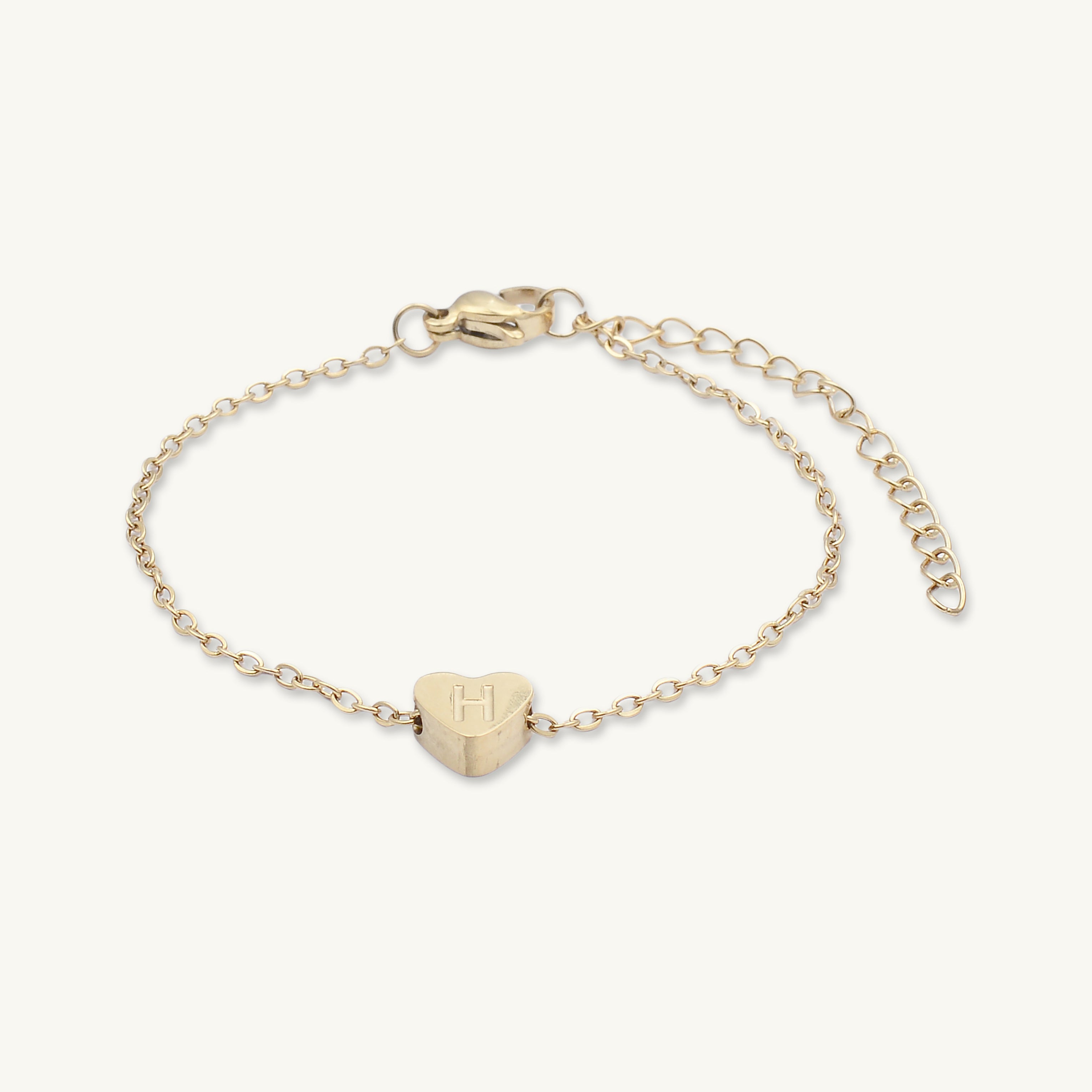 The Heart Pendant Initial Letter Bracelet