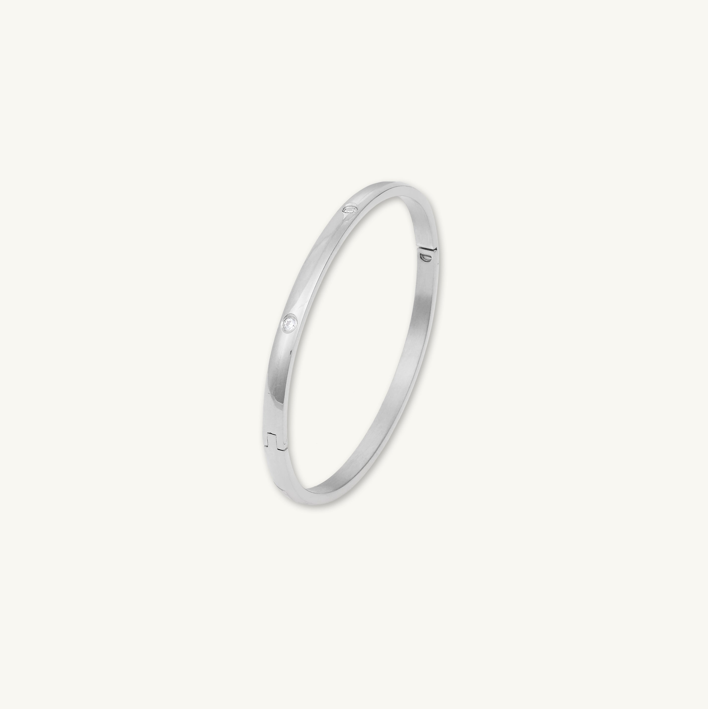 Classic Zirconia Hinged Bangle Bracelet