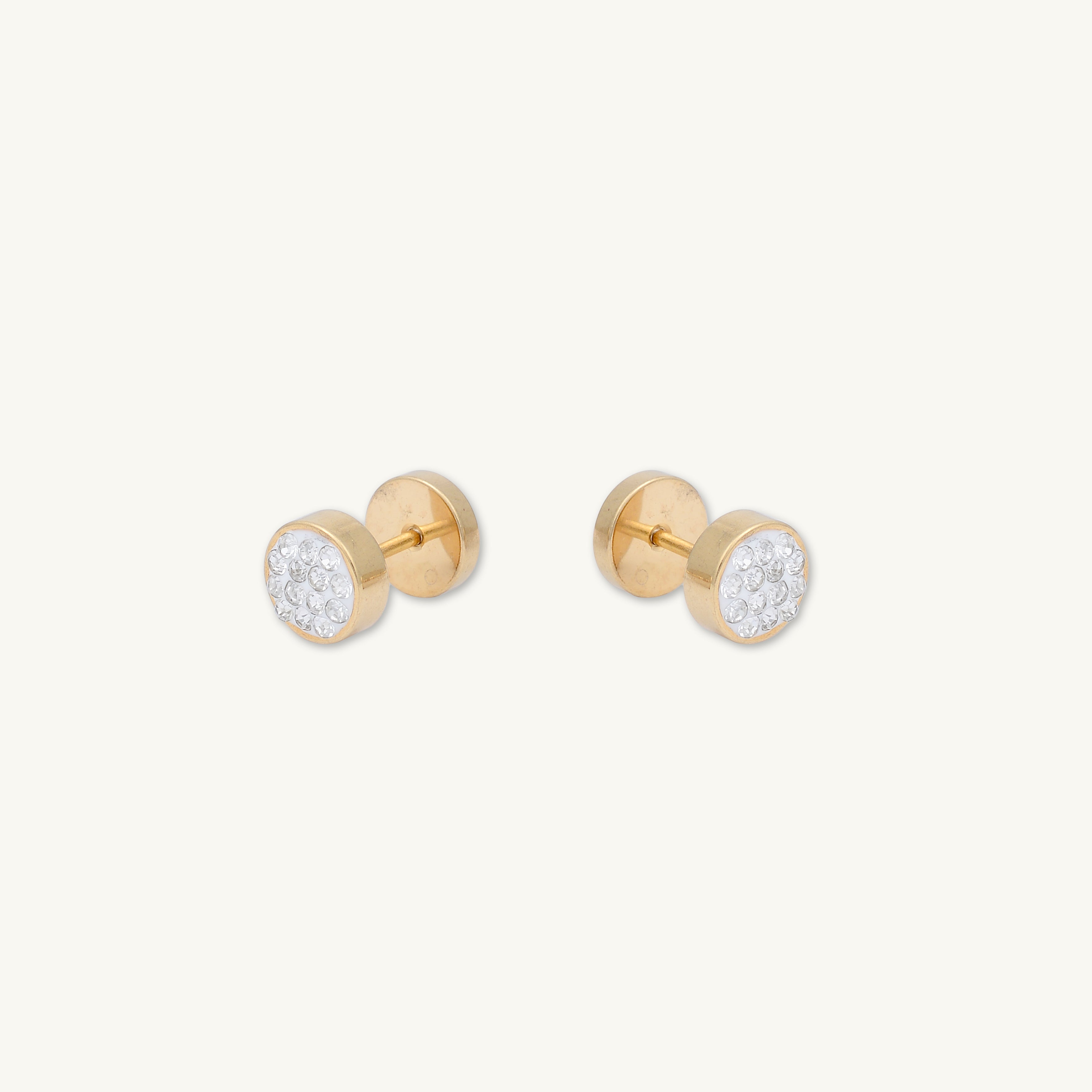 8mm Unisex Circle Crystal Stud Earrings