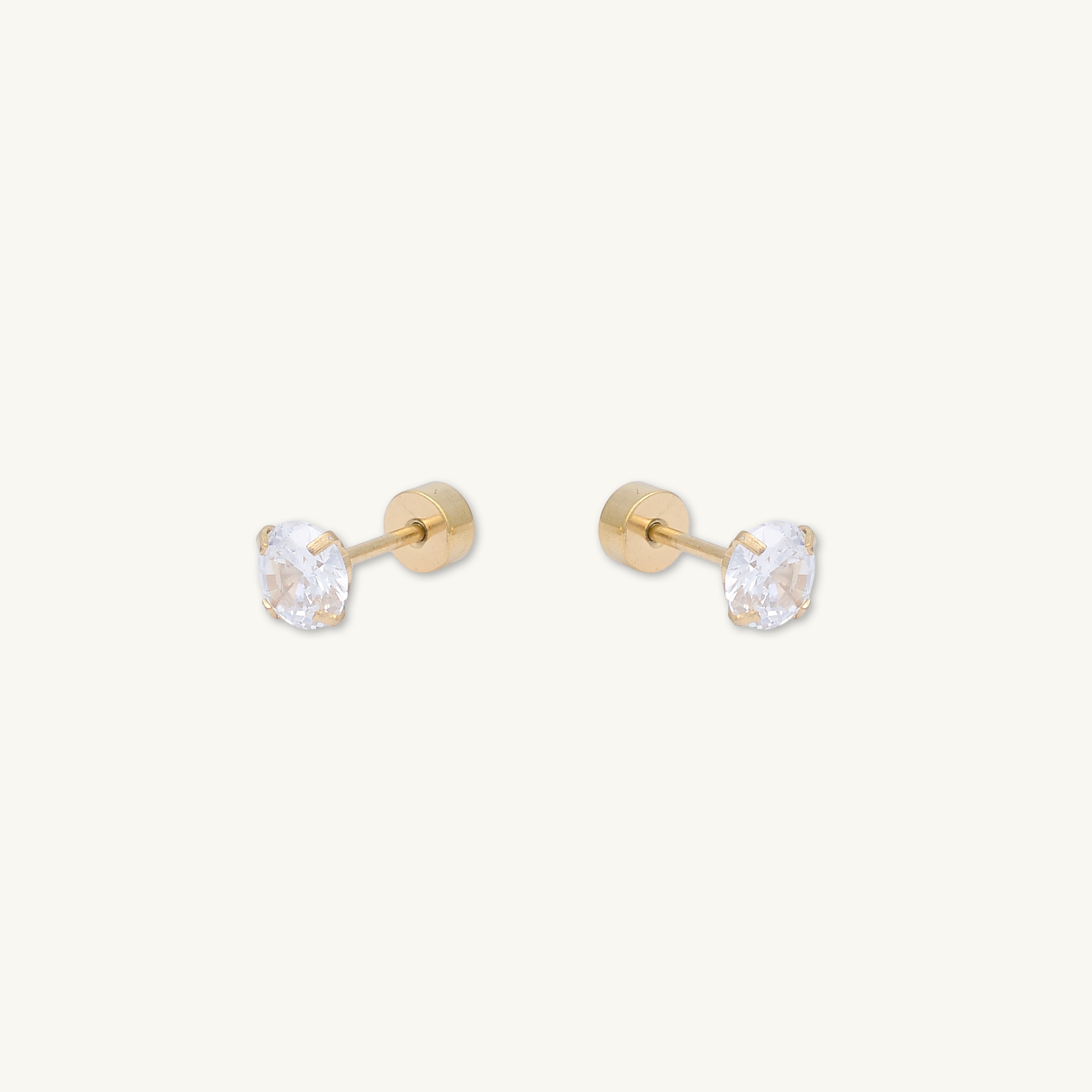 Unisex Circle Zirconia Flatback Earrings