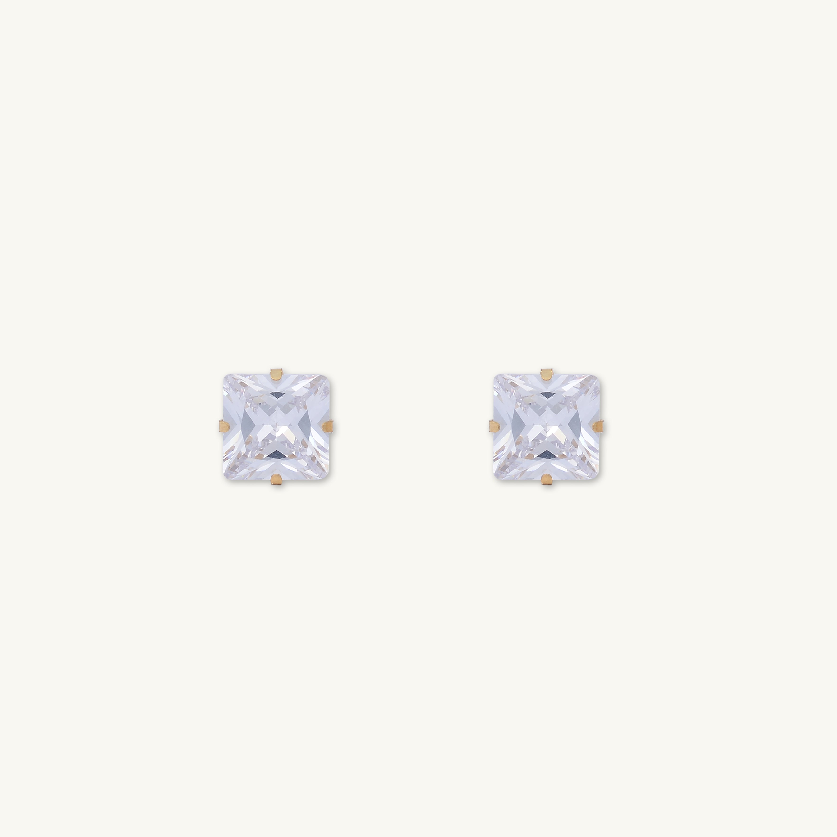 8mm Unisex Square Zirconia Stud Earrings