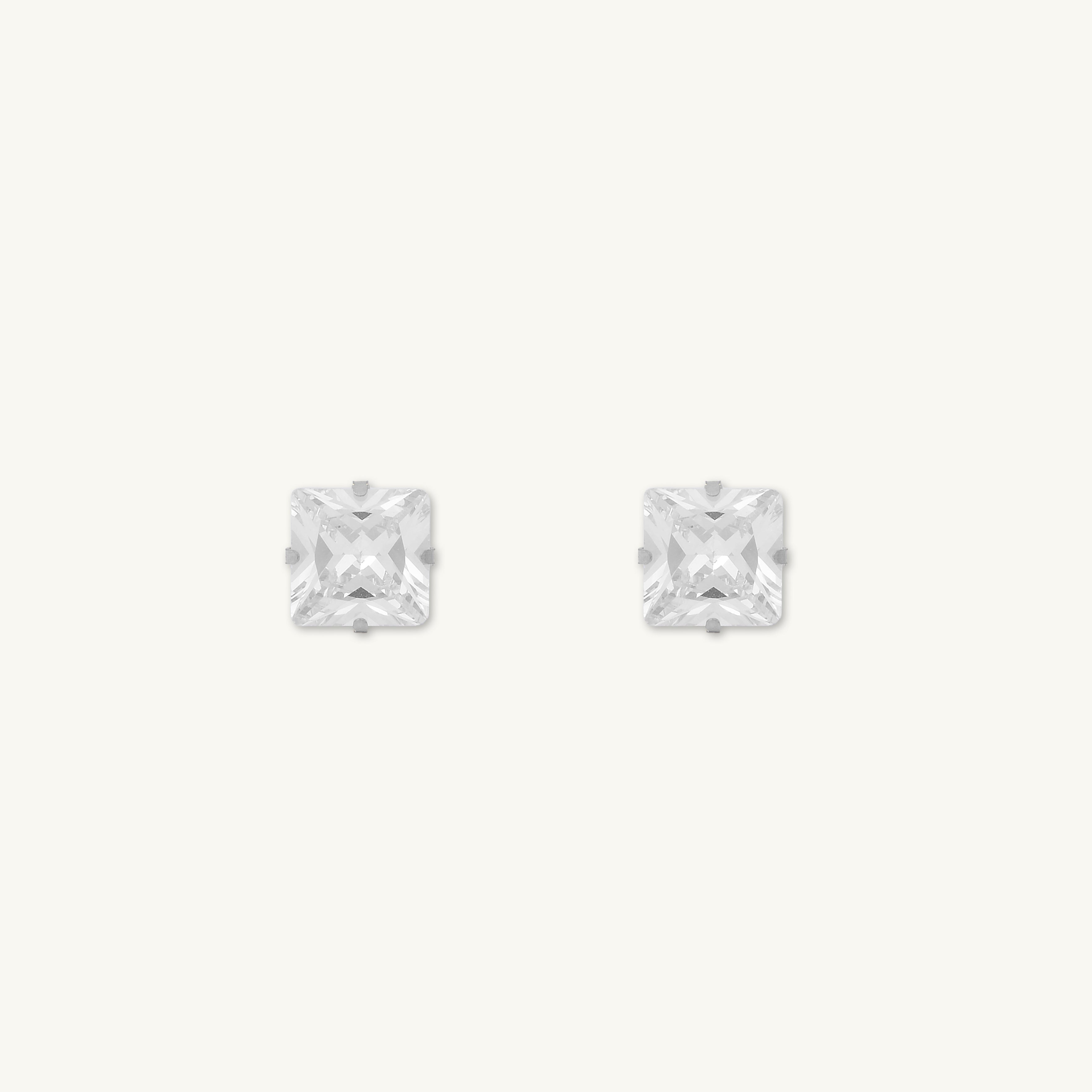 8mm Unisex Square Zirconia Stud Earrings