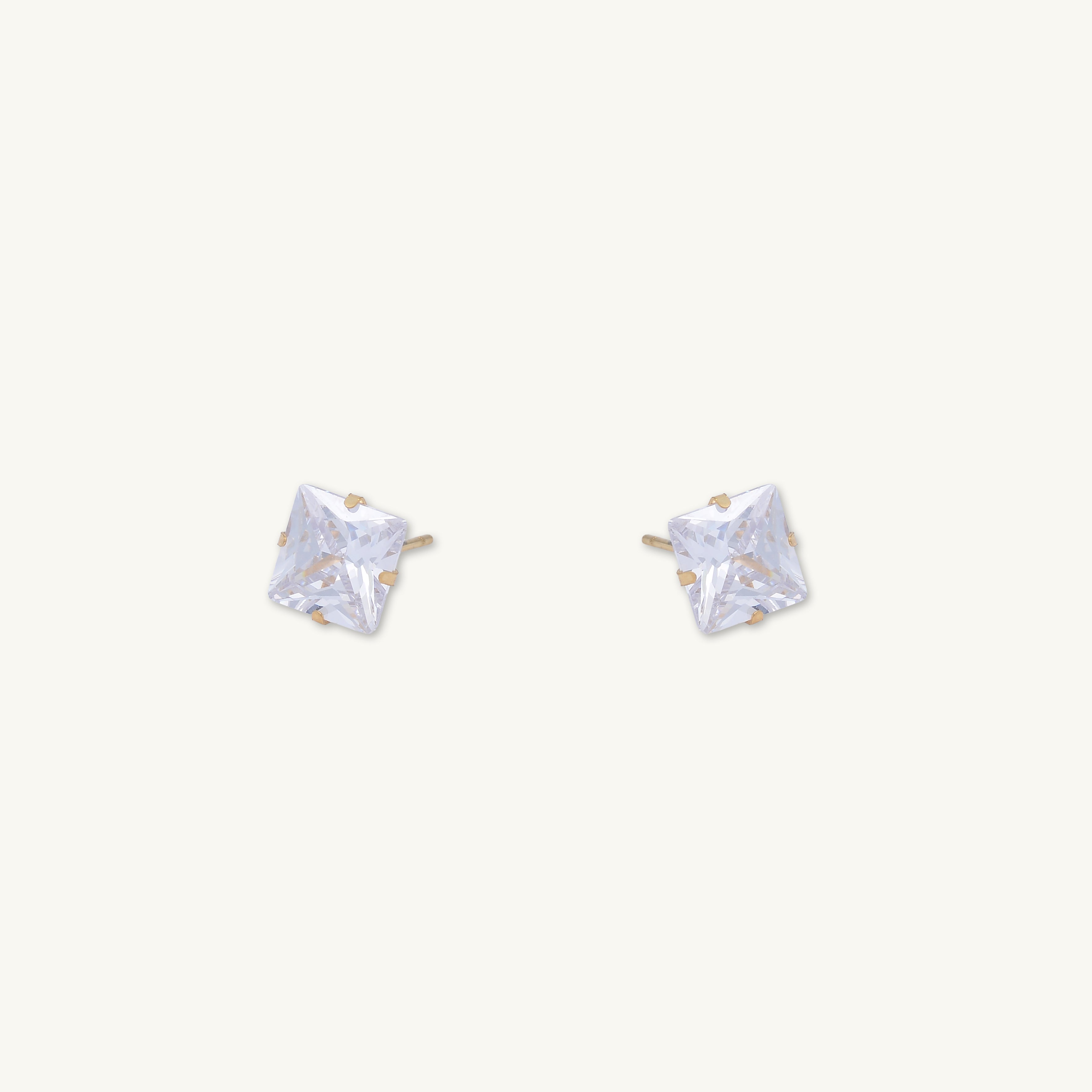 6mm Unisex Square Zirconia Stud Earrings