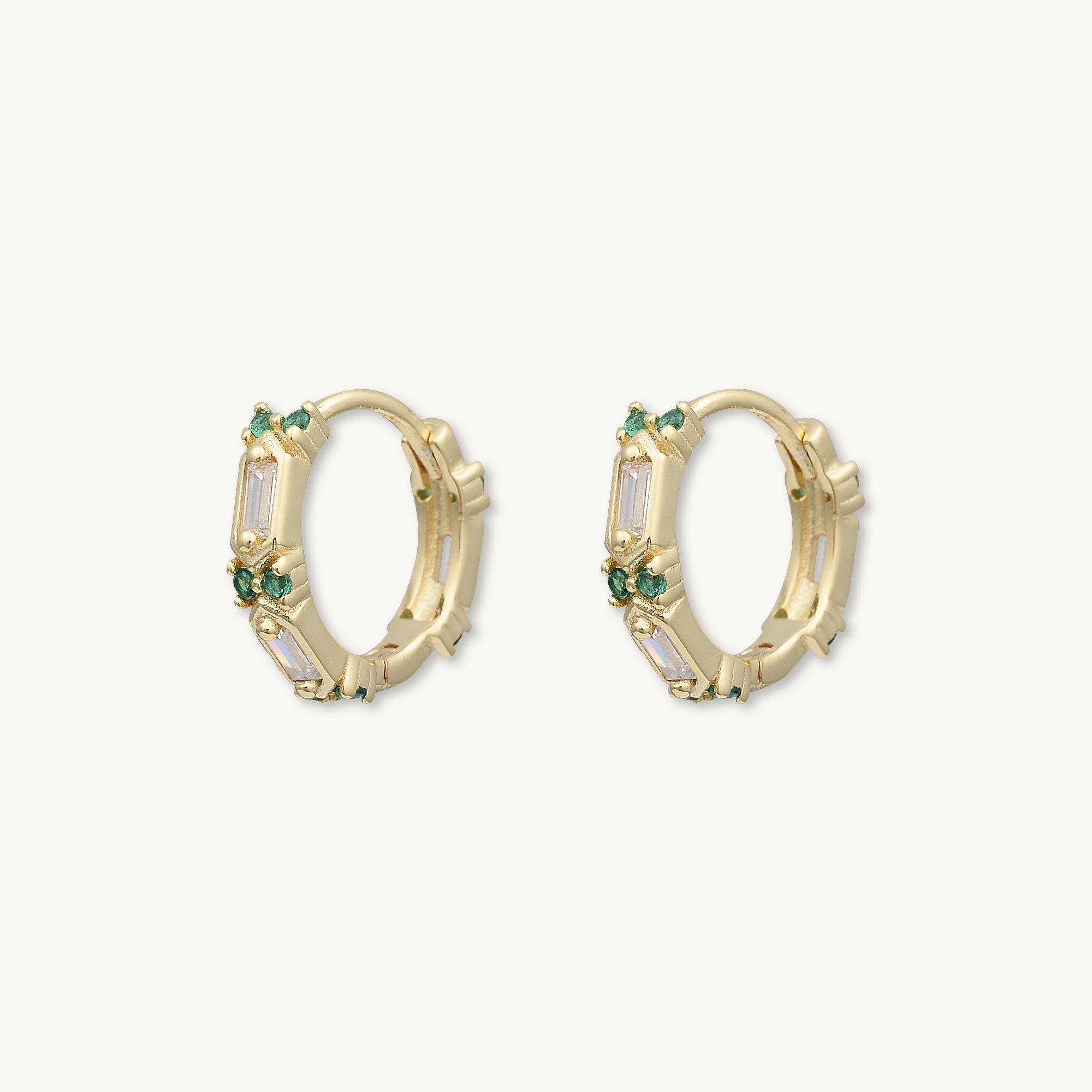 Emerald Zirconia Huggie Earrings