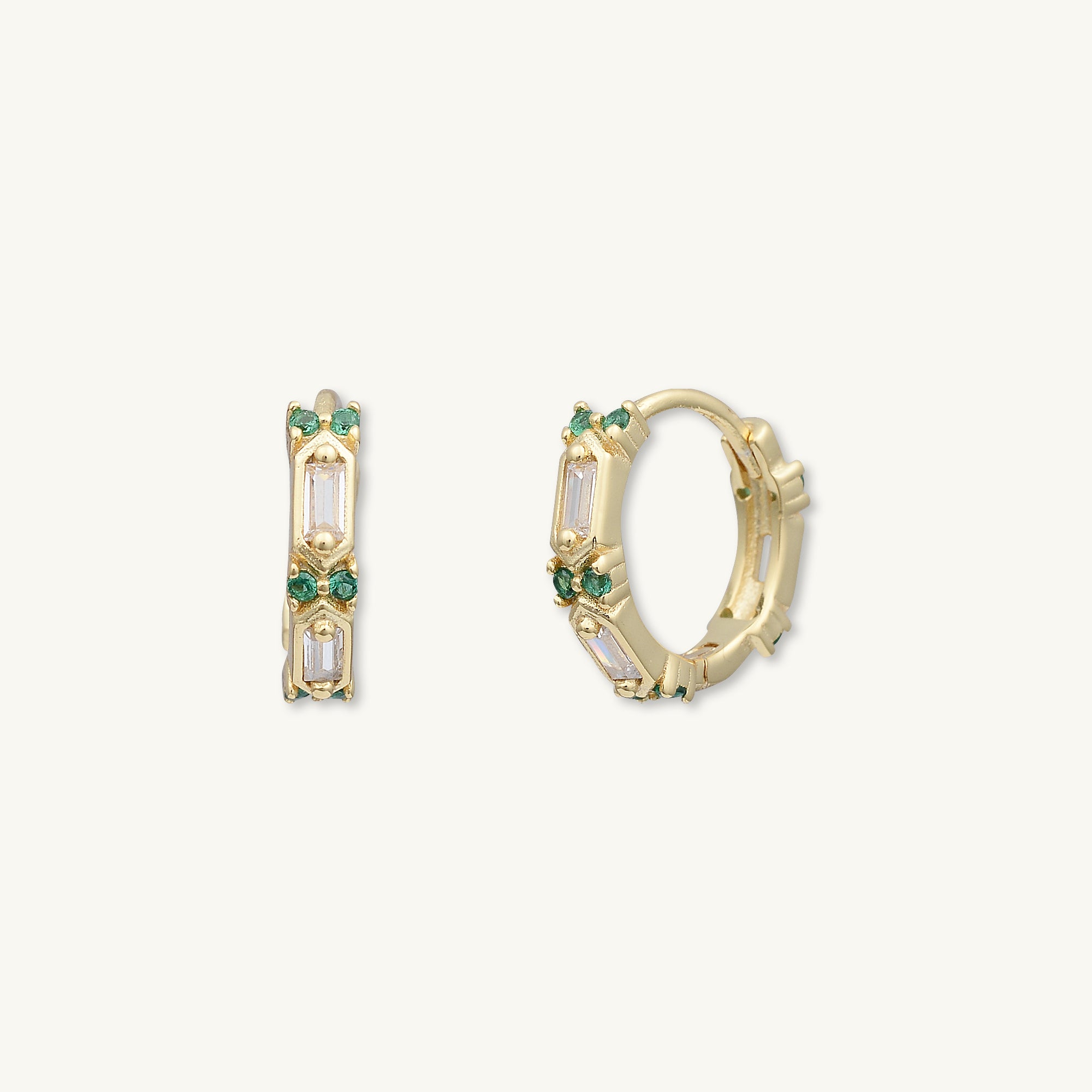 Emerald Zirconia Huggie Earrings