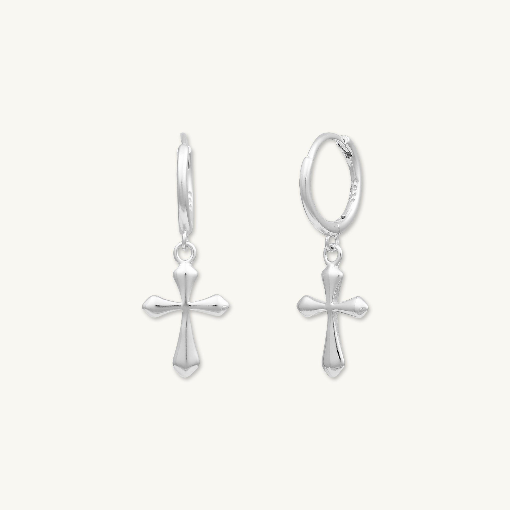 Cross Hoop Huggie Earrings