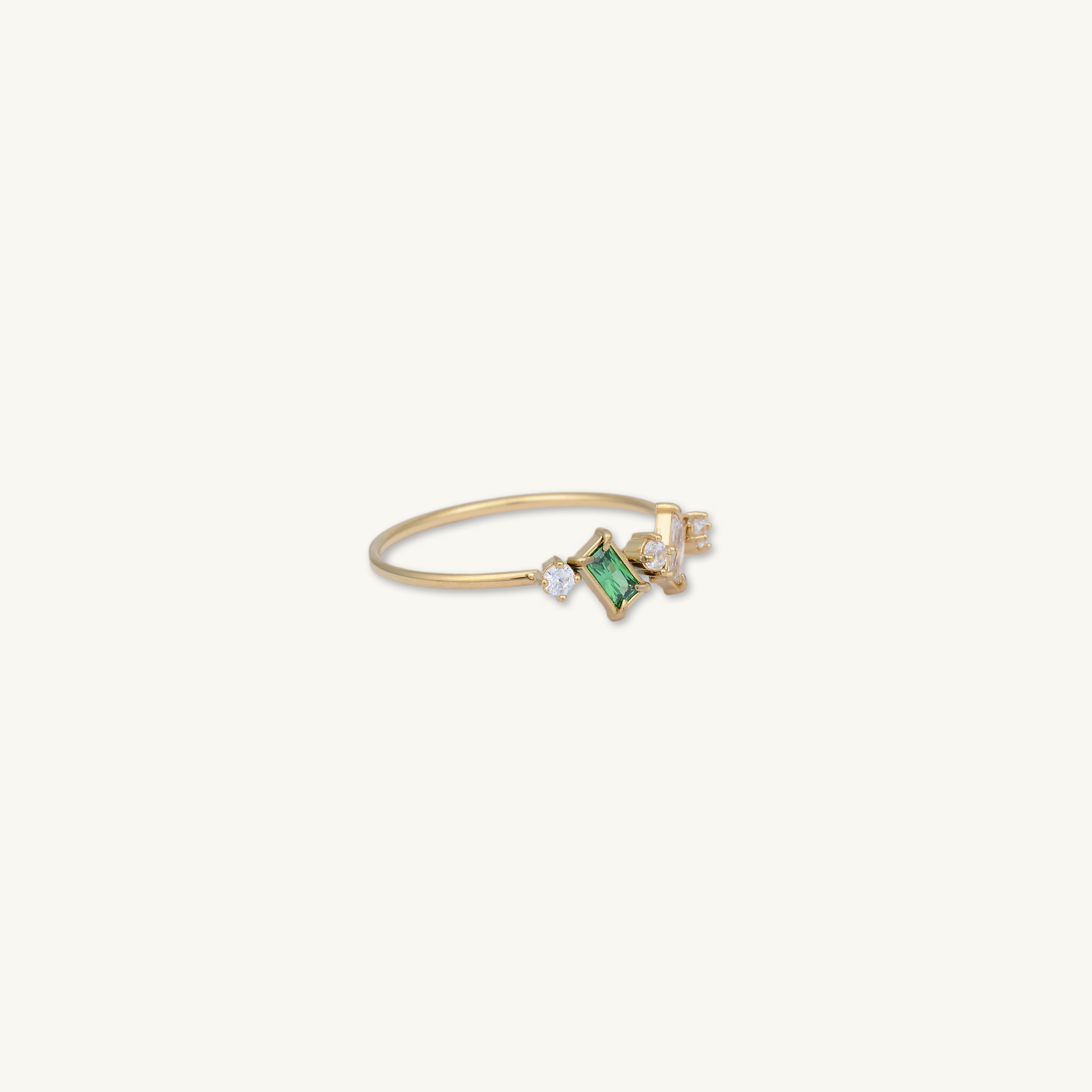 Cluster Emerald Zirconia Baguette Ring