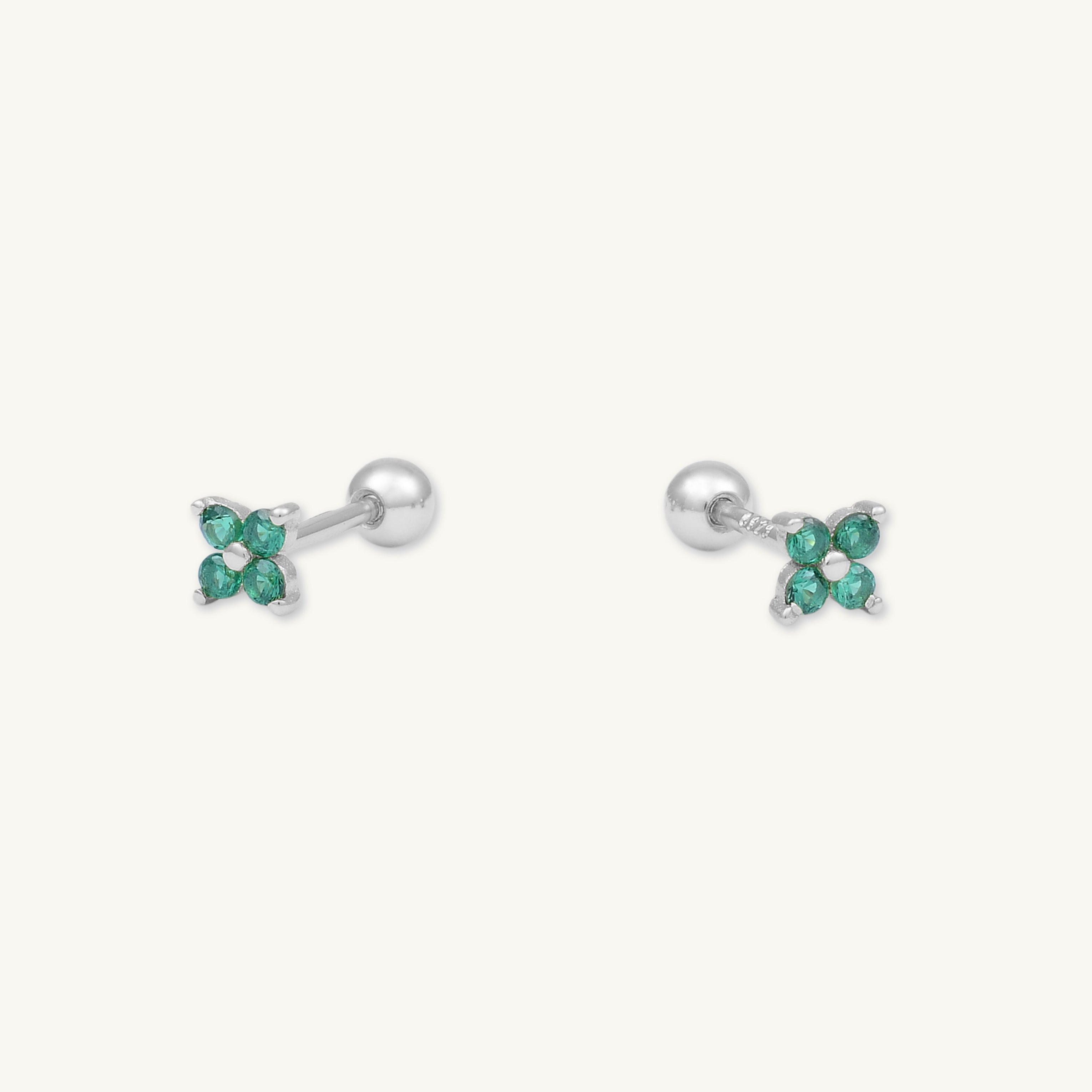 Emerald Clover Barbell Cartilage Earrings