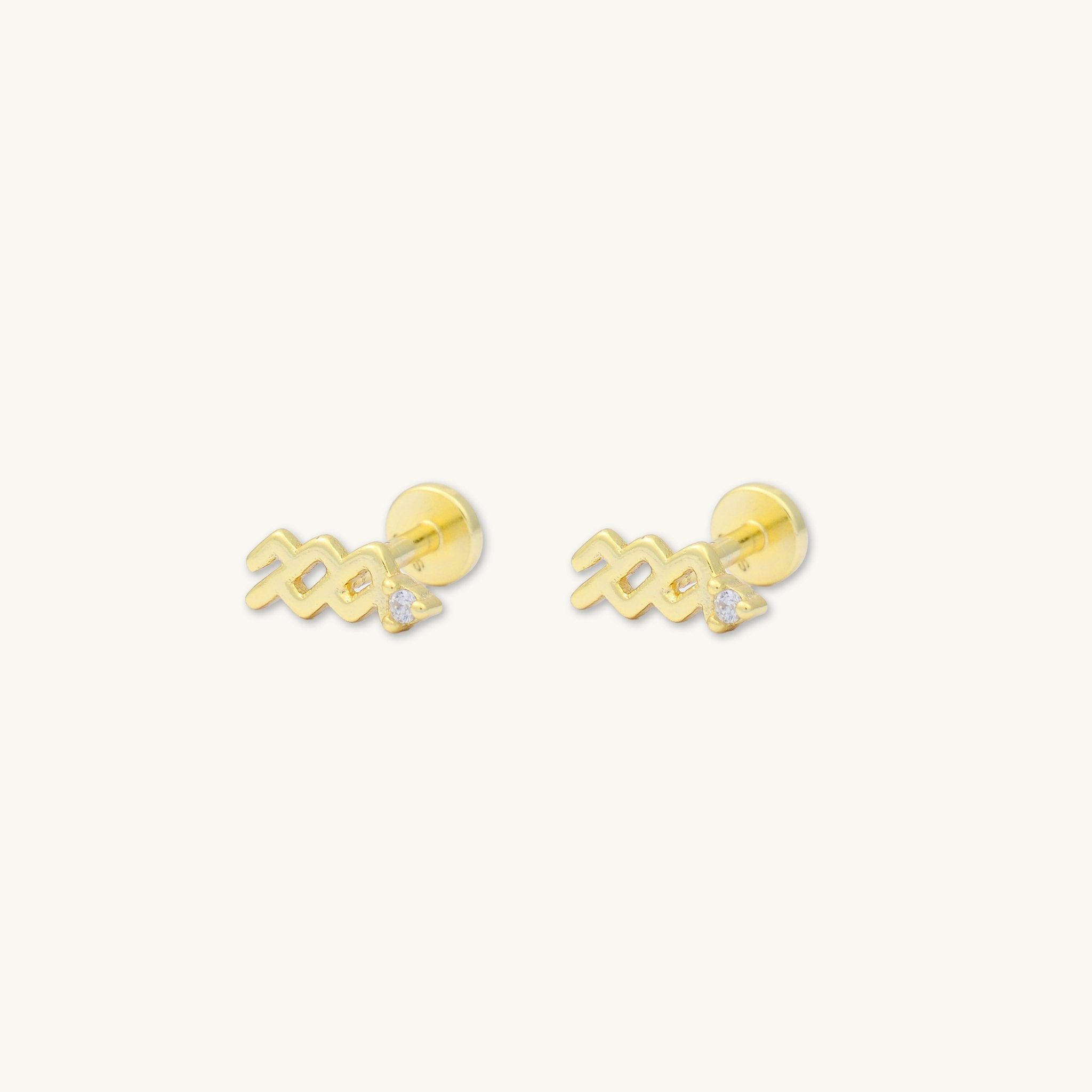 Aquarius Zodiac Star Sign Flat Back Earrings - Camile & Stone